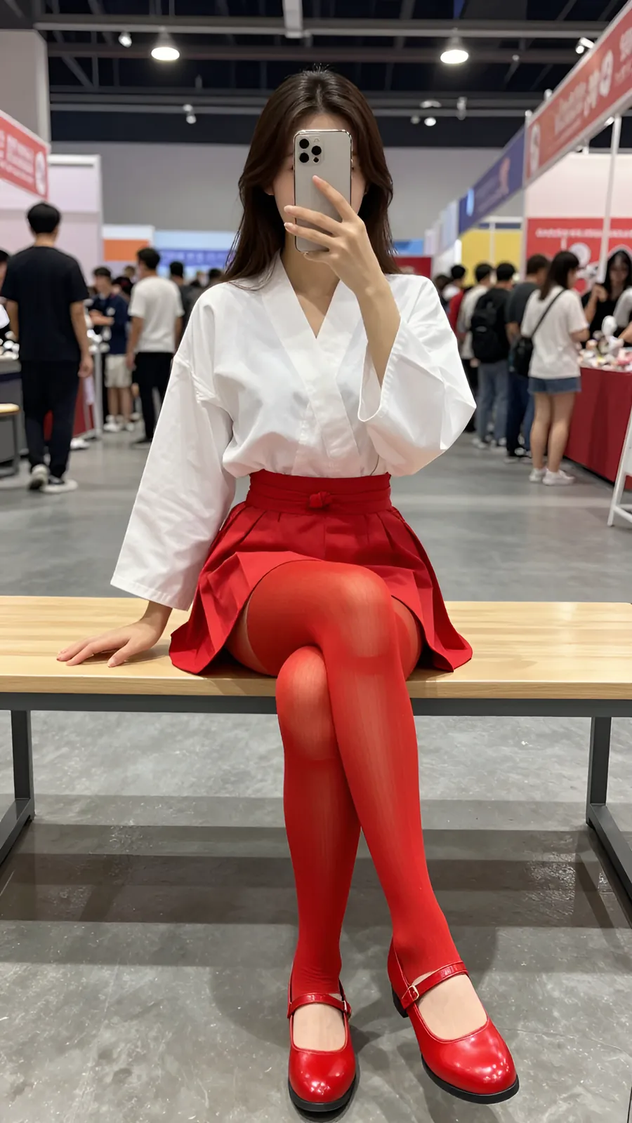 HL-000209 · 巫女白衣红袴短裙 visual reference