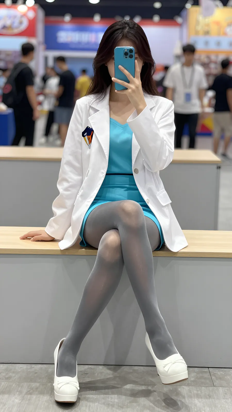 HL-000220 · 偶像白外套浅蓝百褶裙 visual reference