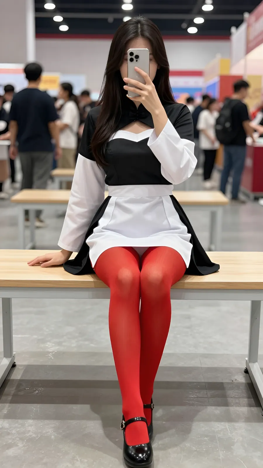 HL-000229 · 黑白女仆围裙短裙 visual reference