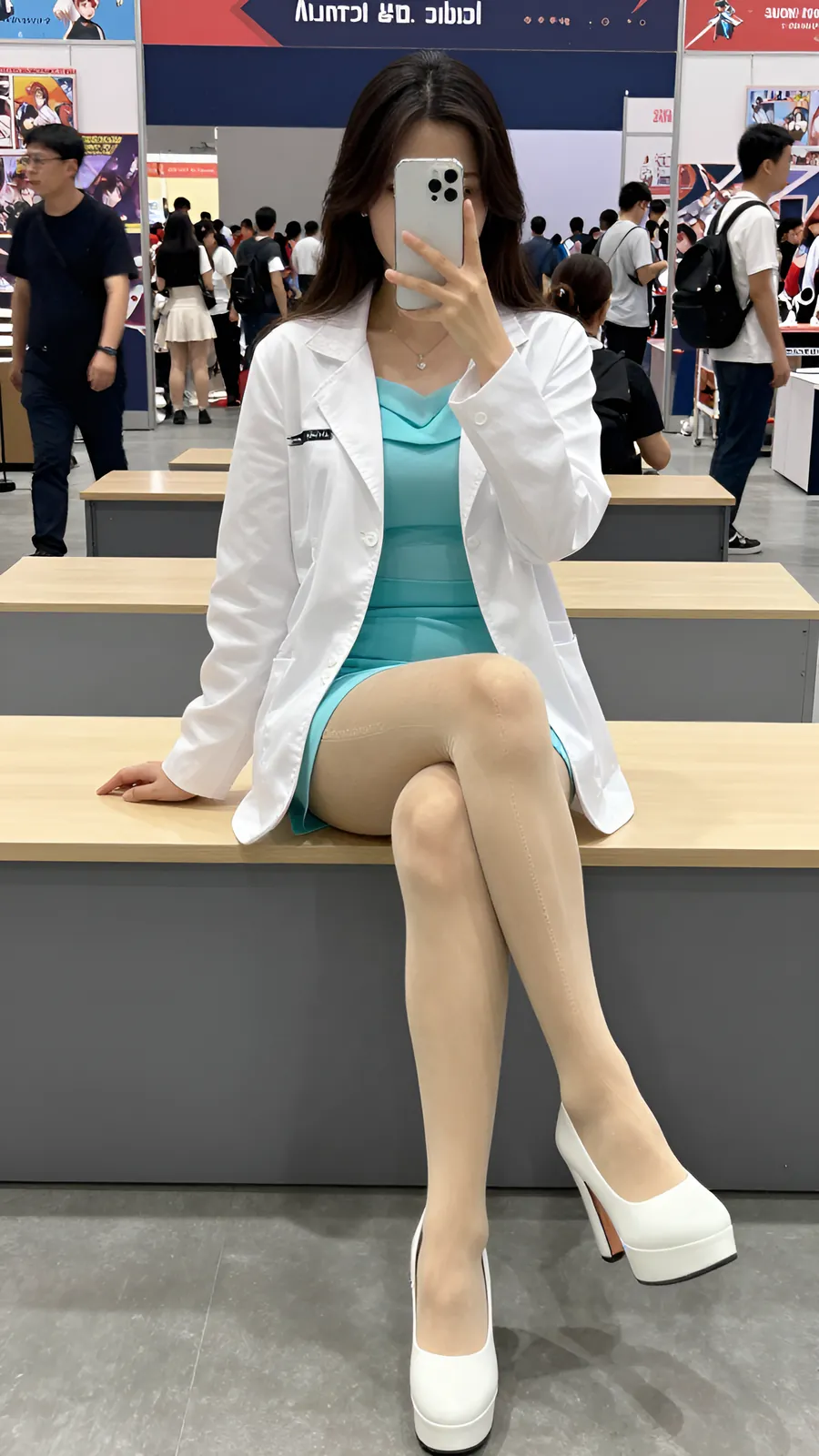 HL-000388 · 偶像白外套浅蓝百褶裙 visual reference