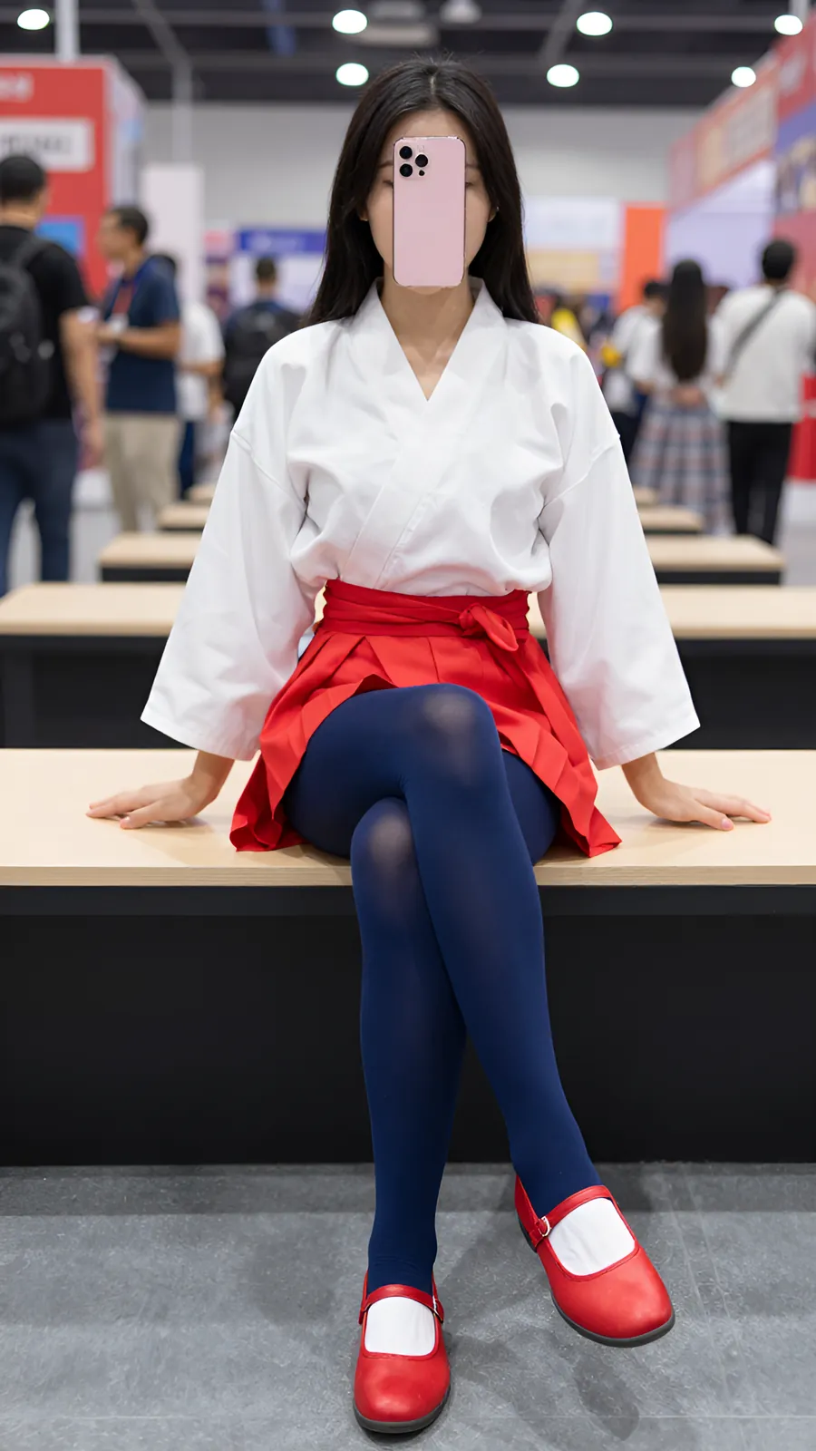 HL-000437 · 巫女白衣红袴短裙 visual reference