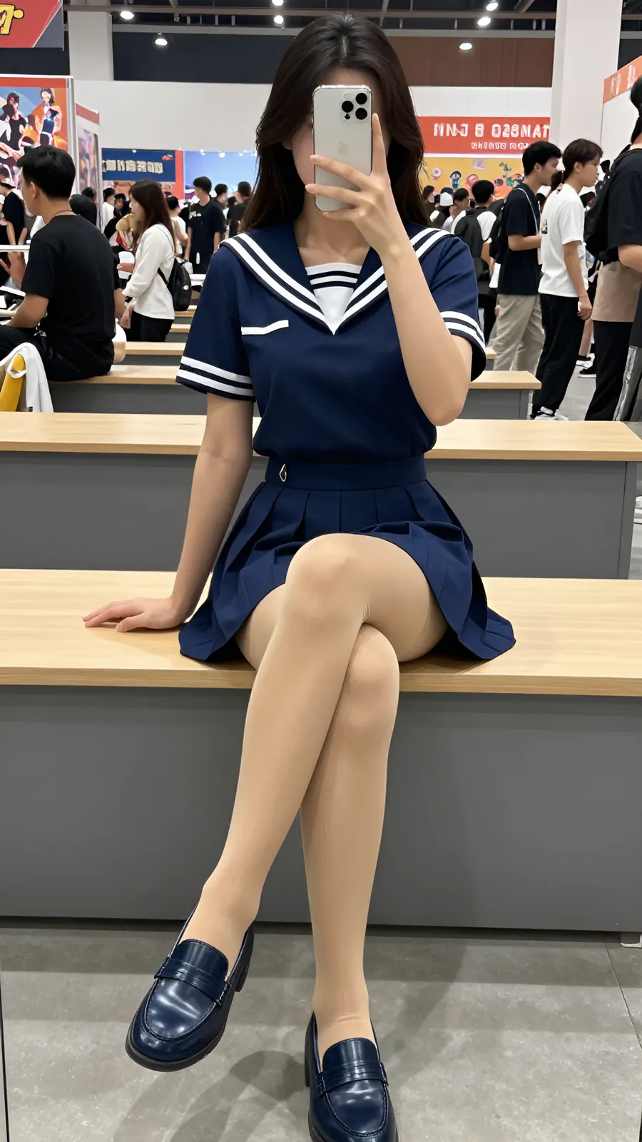 HL-000554 · 海军水手服百褶短裙 visual reference