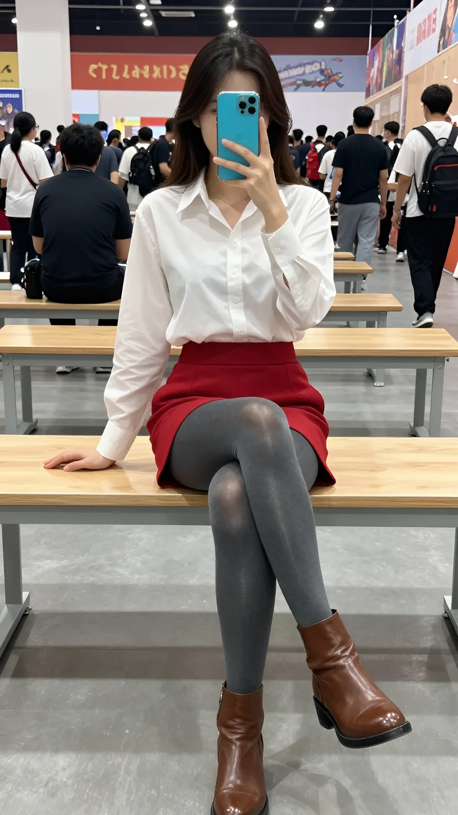 HL-000610 · 骑士制服白衬红短裙 visual reference
