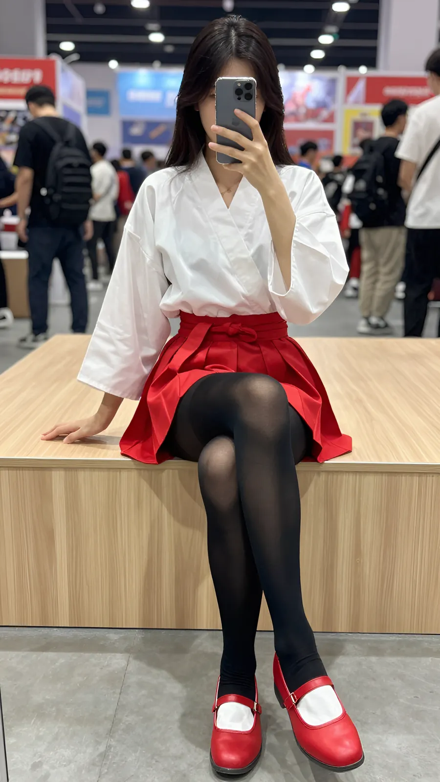 HL-000641 · 巫女白衣红袴短裙 visual reference