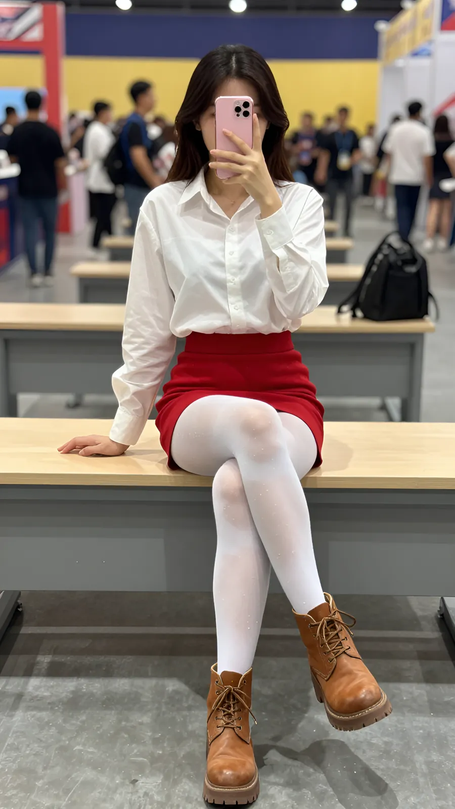 HL-000682 · 骑士制服白衬红短裙 visual reference