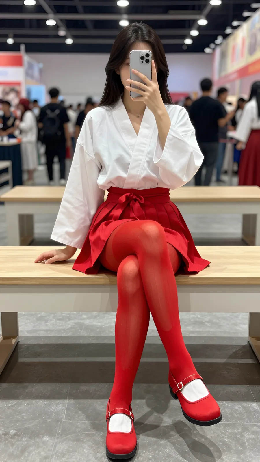 HL-000689 · 巫女白衣红袴短裙 visual reference