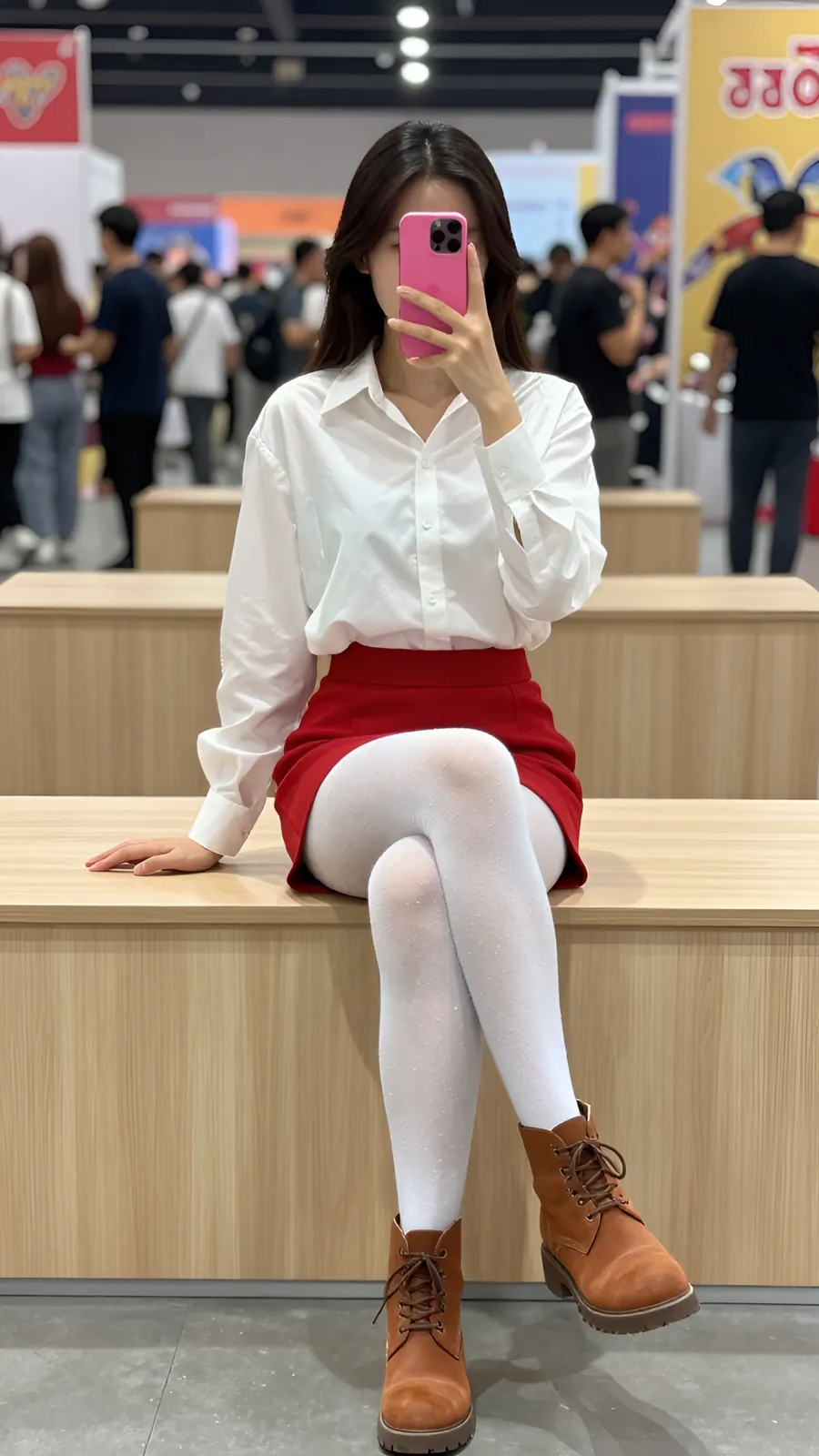 HL-000742 · 骑士制服白衬红短裙 visual reference