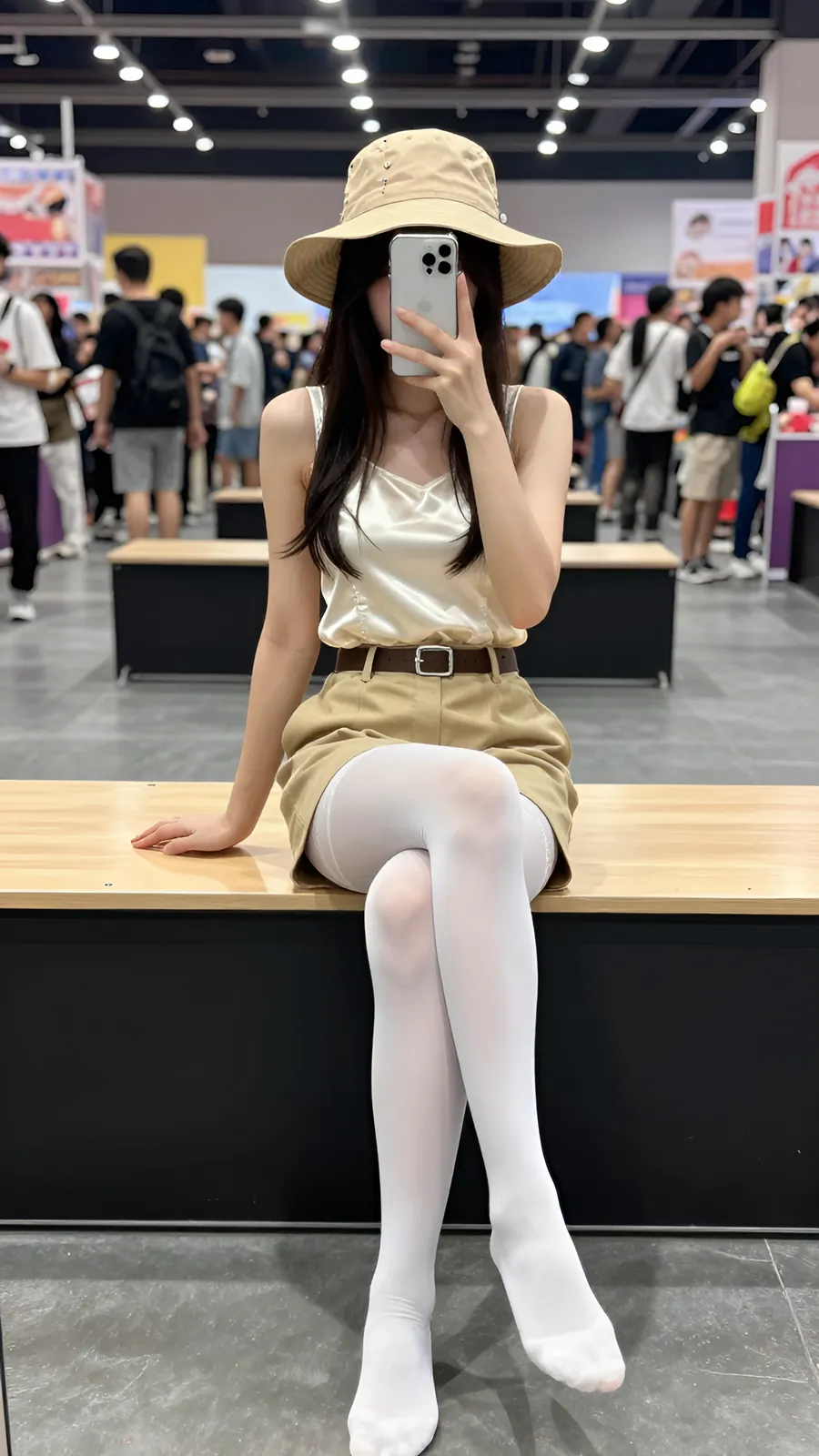 30D 酒红连裤袜 · 桌沿伸腿坐姿 visual reference