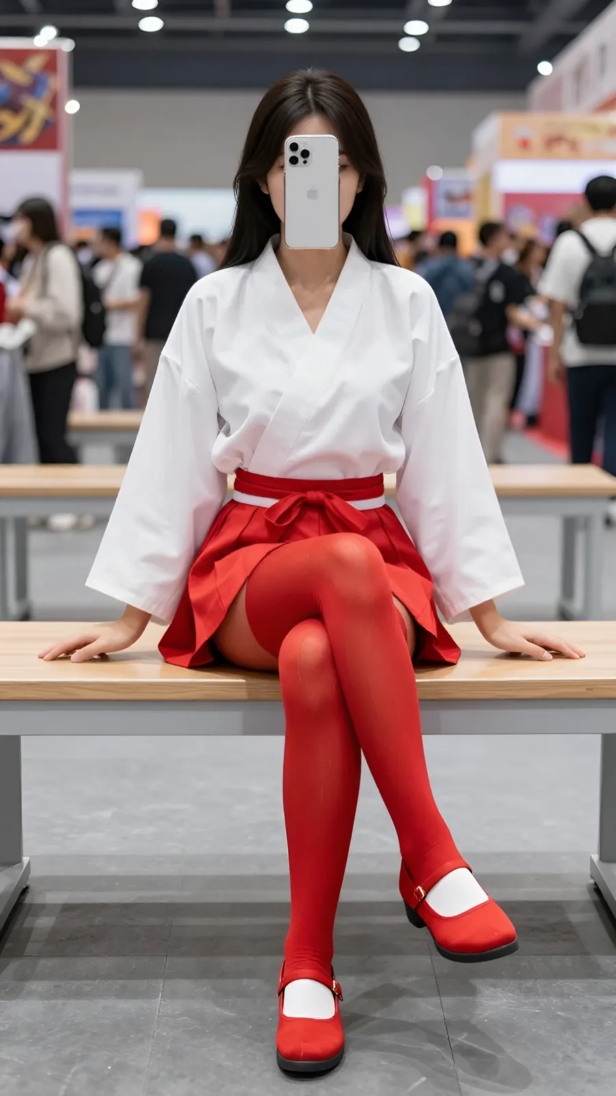 30D 酒红连裤袜 · 桌沿伸腿坐姿 visual reference