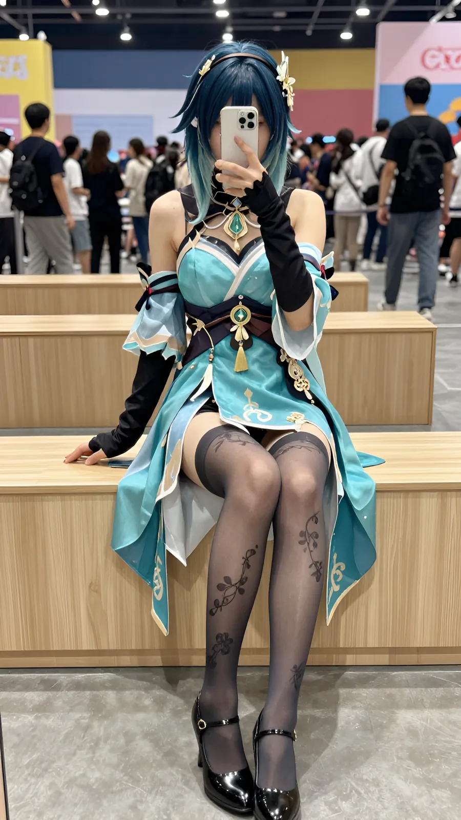 20D 纯黑连裤袜 · 桌沿伸腿坐姿 visual reference