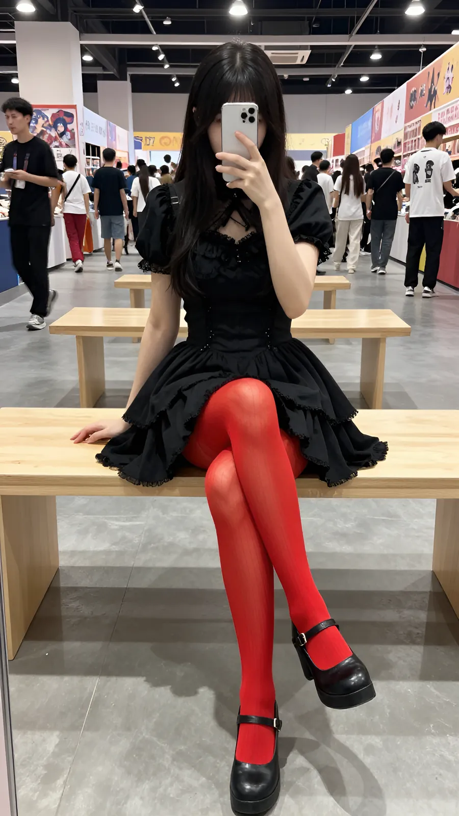 30D 酒红连裤袜 · 桌沿伸腿坐姿 visual reference
