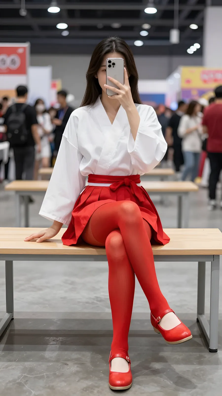 30D 酒红连裤袜 · 桌沿伸腿坐姿 visual reference