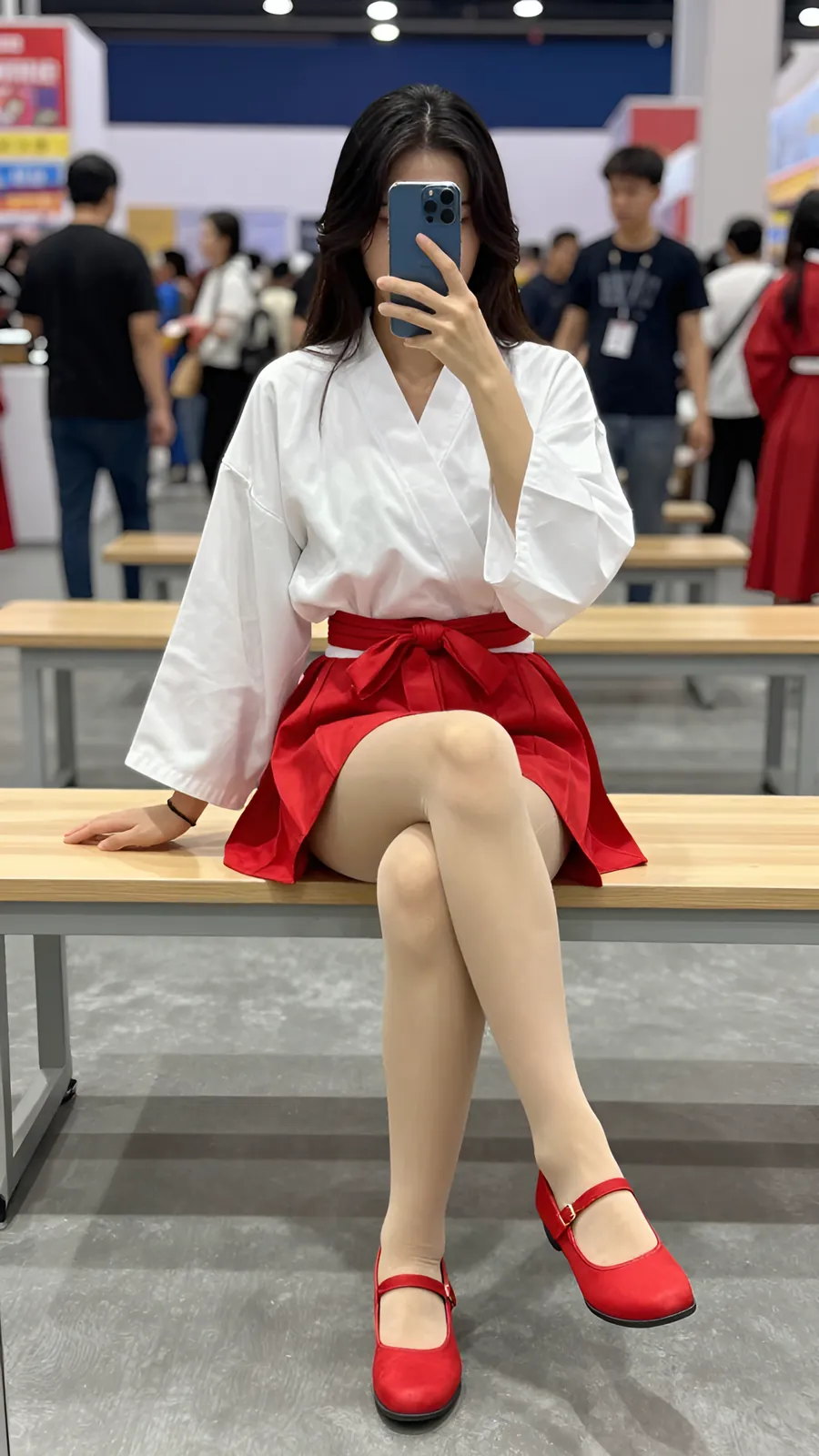 10D 自然肤色连裤袜 · 桌沿伸腿坐姿 visual reference