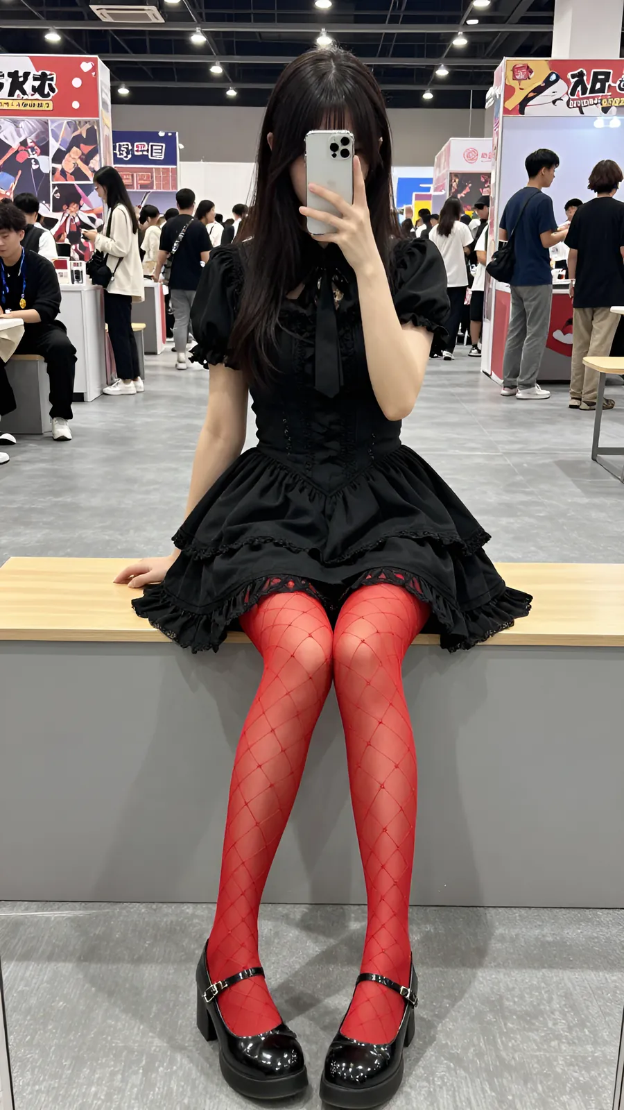 30D 酒红连裤袜 · 桌沿伸腿坐姿 visual reference