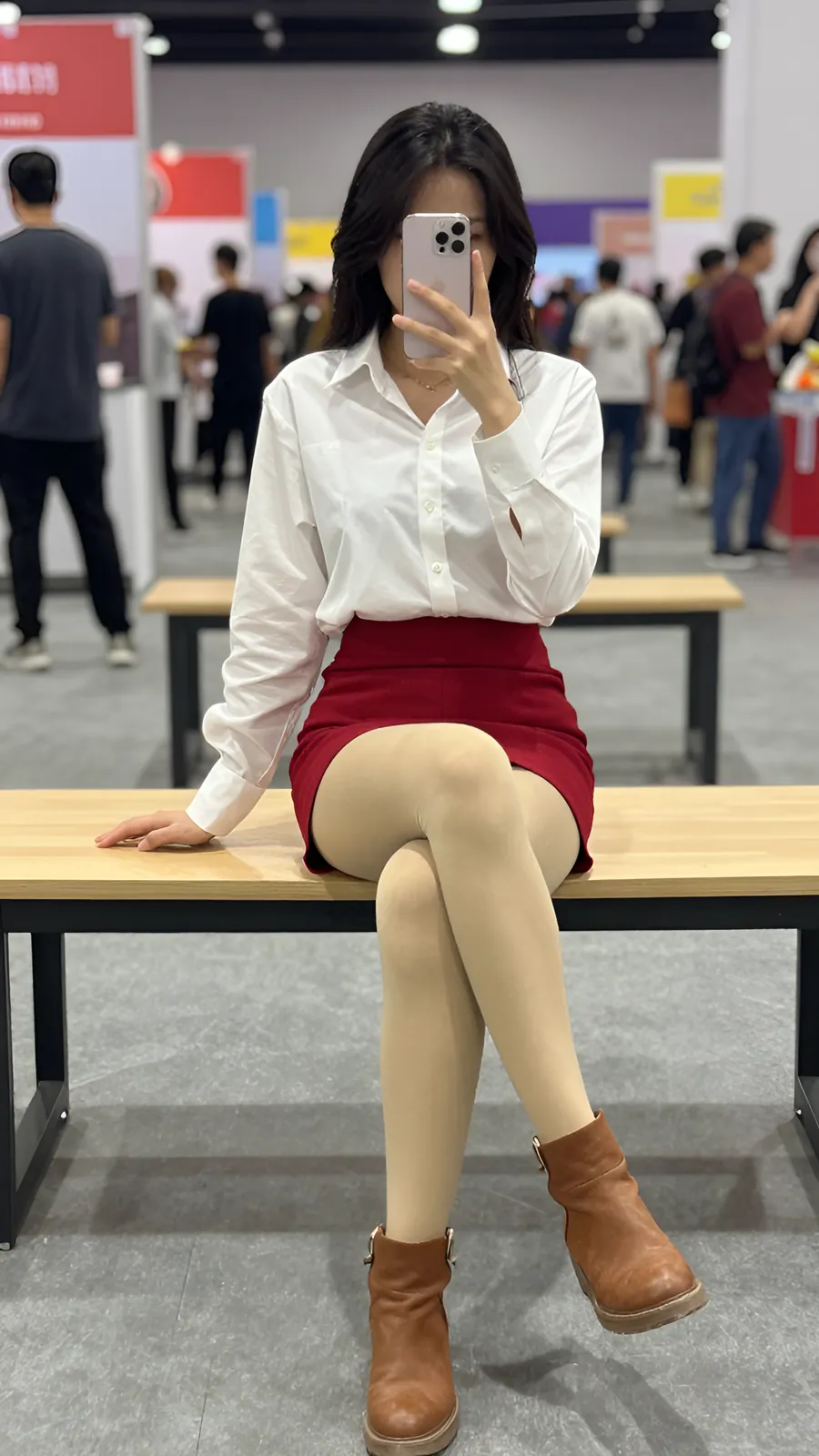 20D 炭灰连裤袜 · 桌沿伸腿坐姿 visual reference