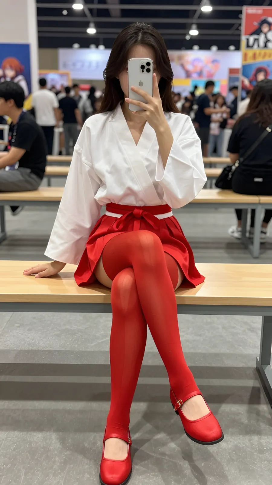 30D 酒红连裤袜 · 桌沿伸腿坐姿 visual reference