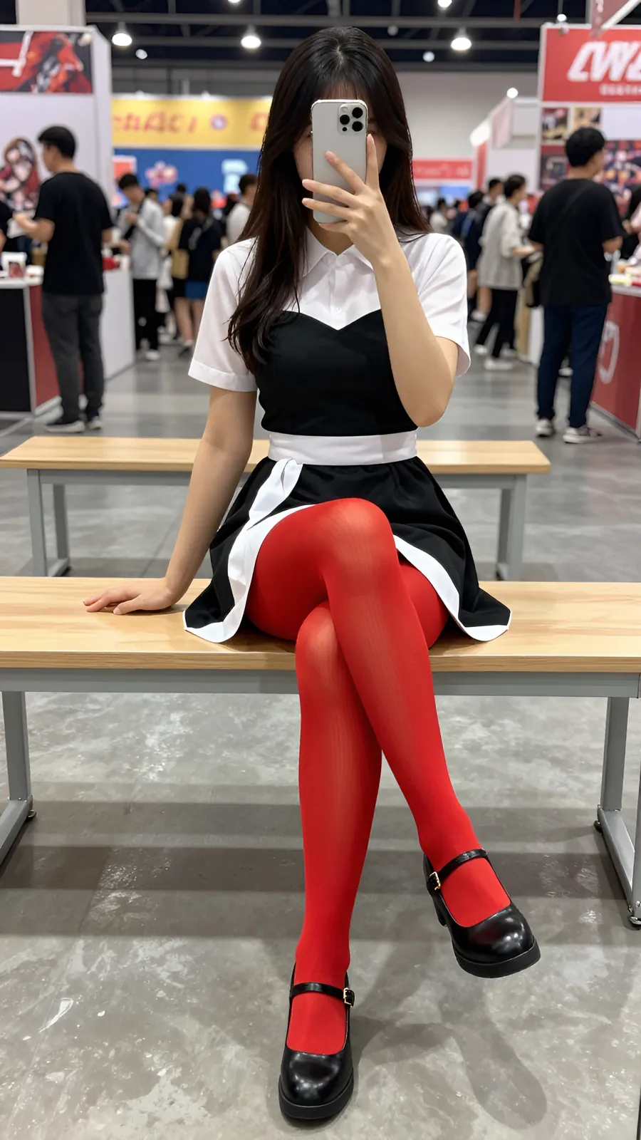30D 酒红连裤袜 · 桌沿伸腿坐姿 visual reference