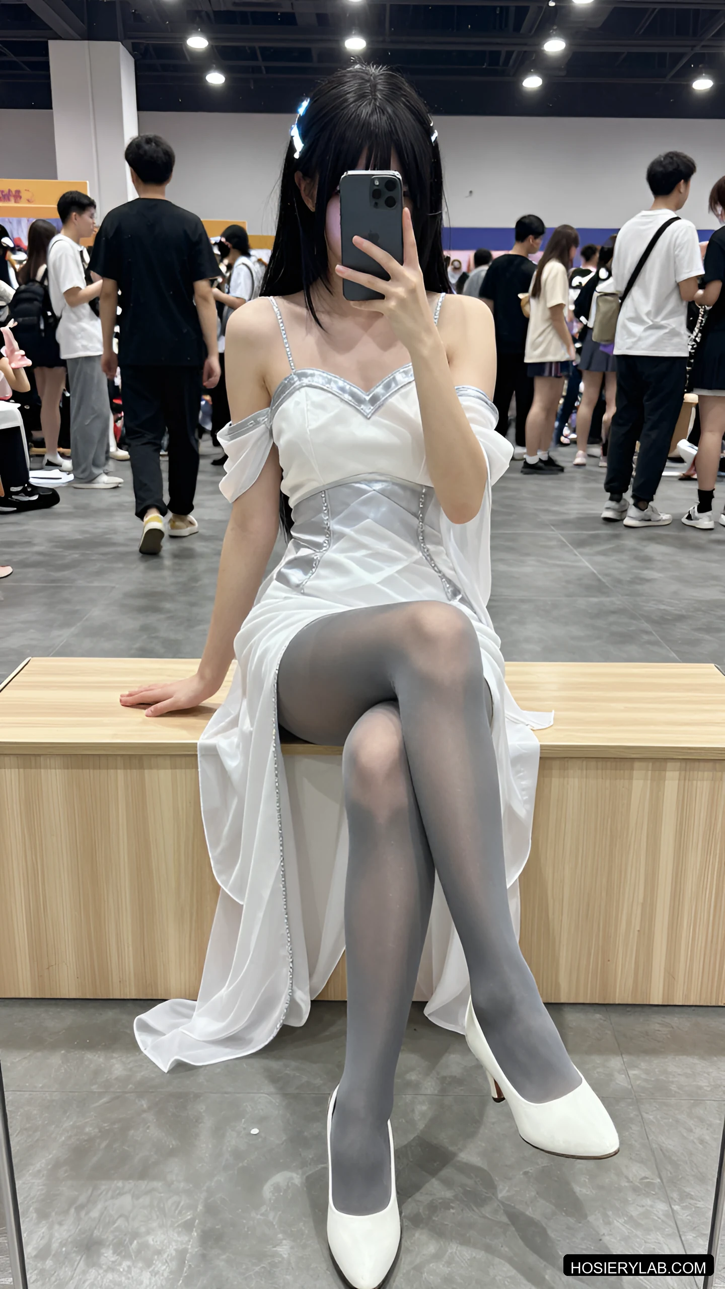 波点 后缝线 罗纹 缎光 不透 薄透 40D 酒红 连裤袜 visual reference
