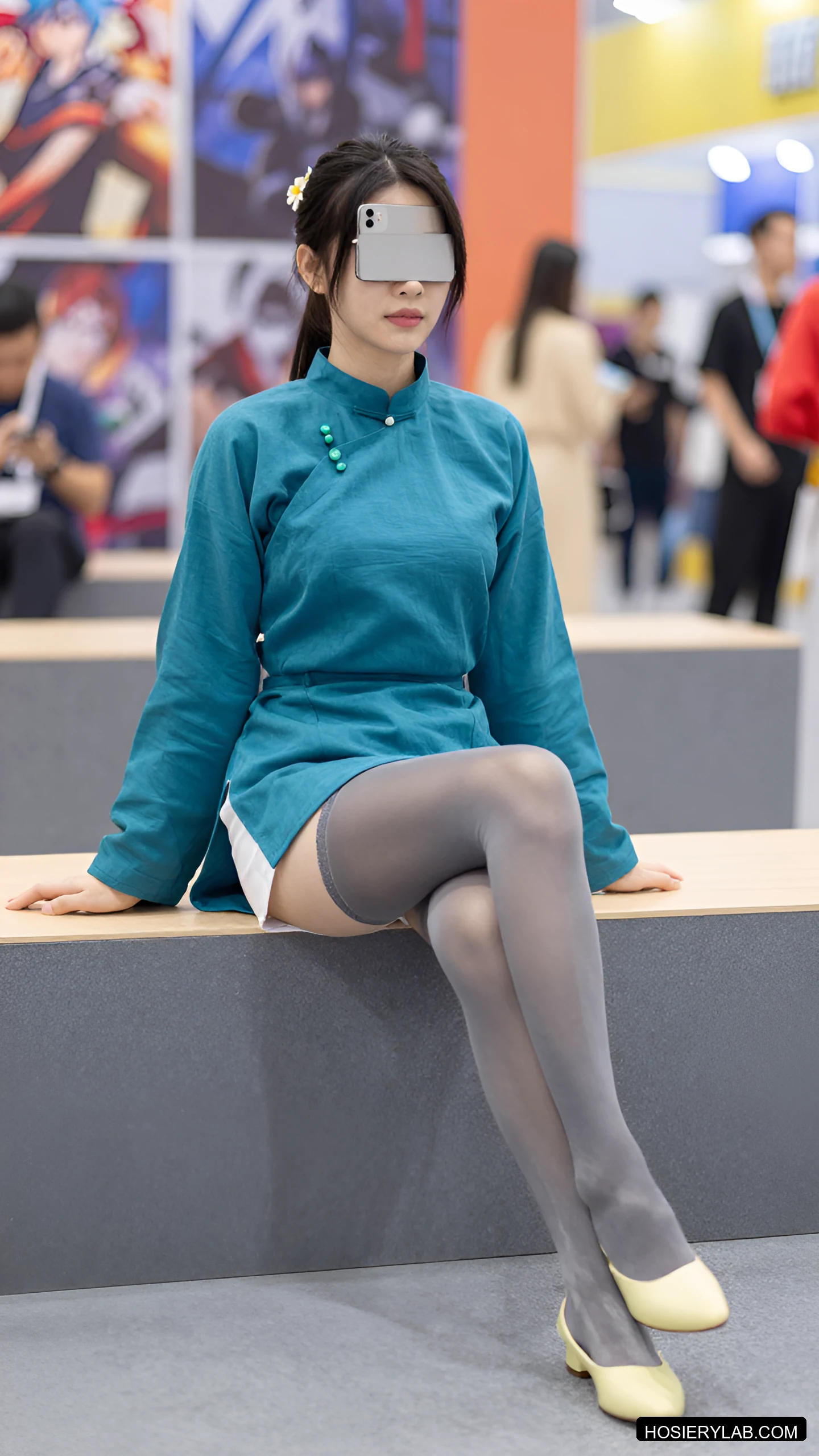 后缝线 12D 炭灰 大腿袜 visual reference