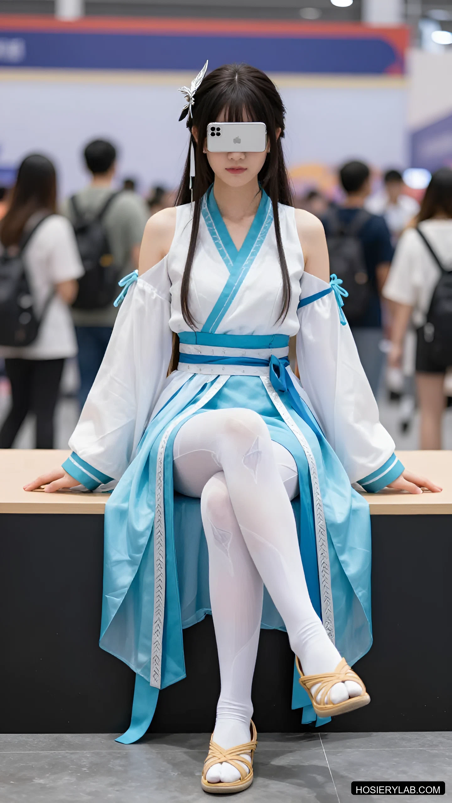 吊带 薄透 12D 纯白 吊带袜 visual reference