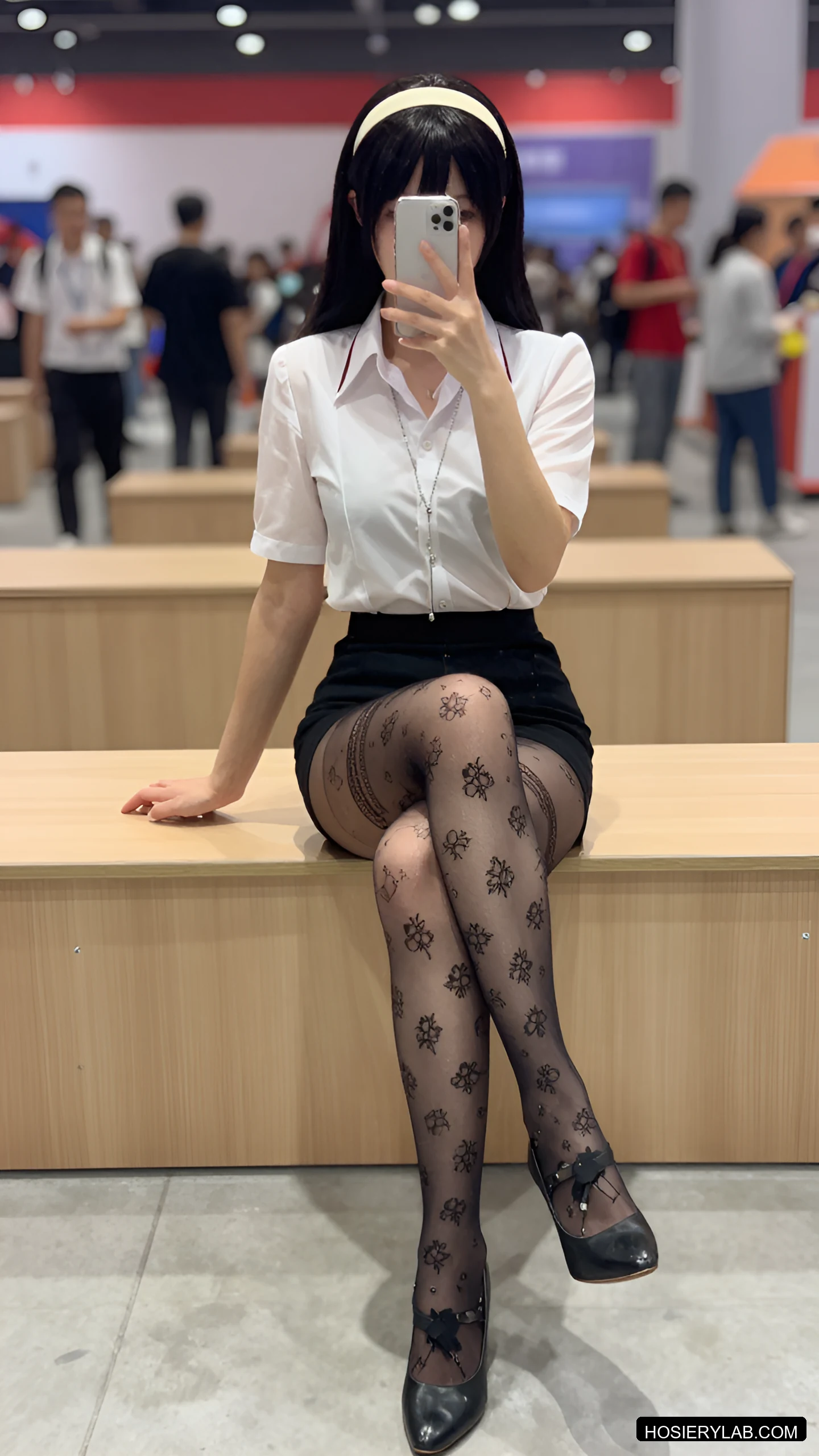 蕾丝 20D 炭灰 连裤袜 visual reference