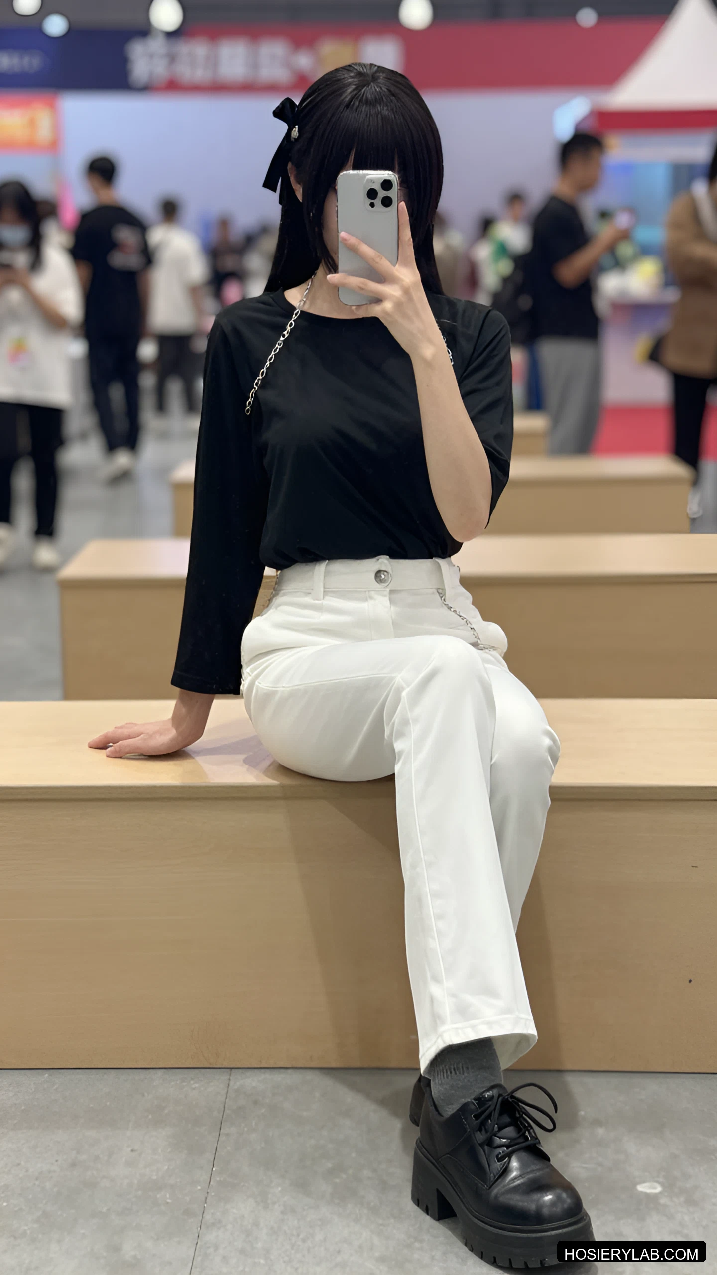 后缝线 25D 炭灰 大腿袜 visual reference
