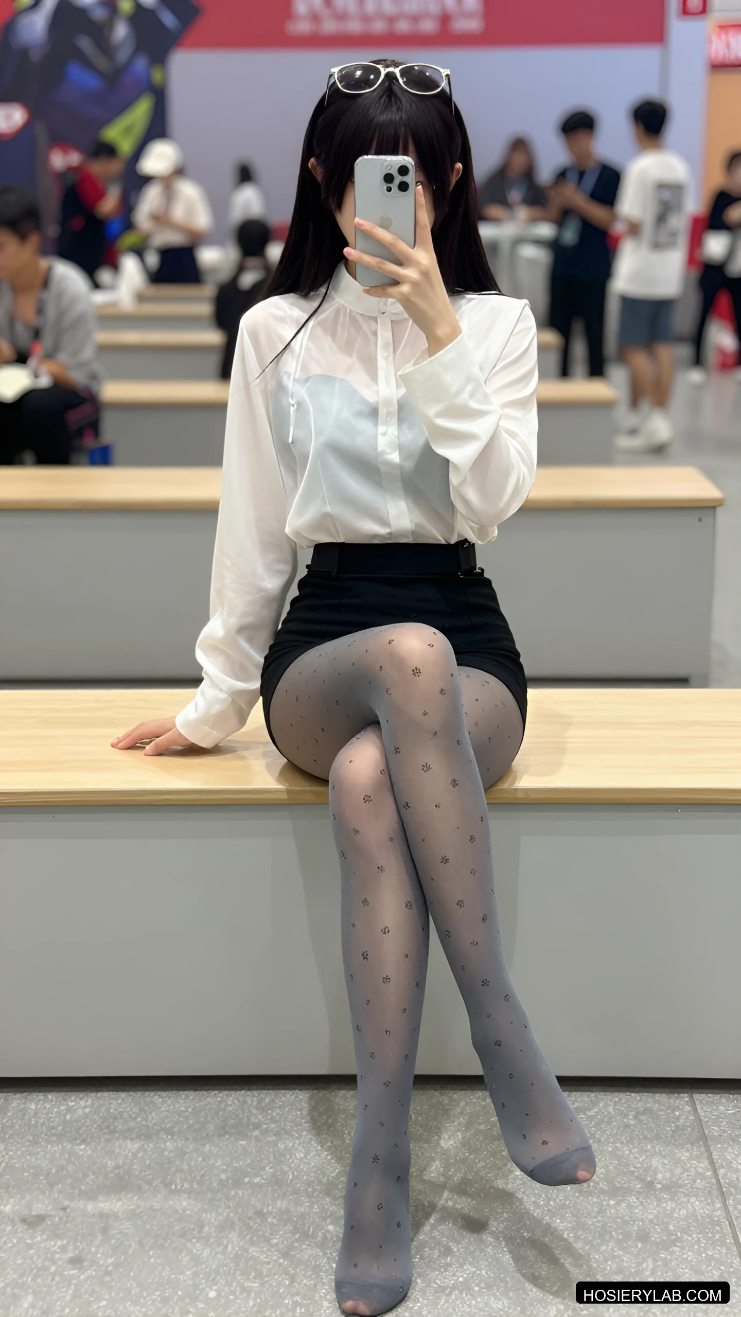 蕾丝 薄透 12D 炭灰 连裤袜 visual reference