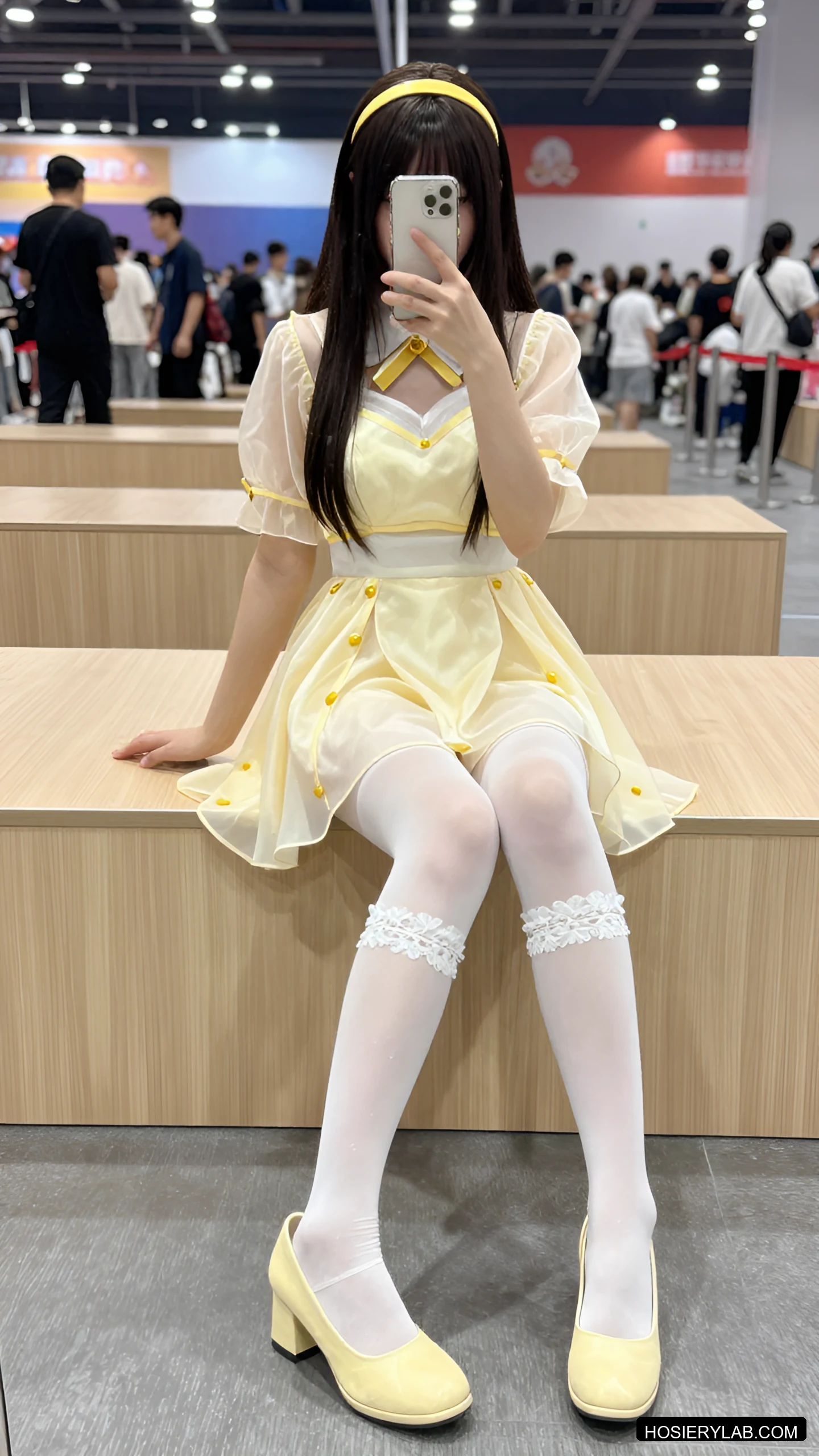 后缝线 蕾丝 薄透 20D 炭灰 大腿袜 visual reference