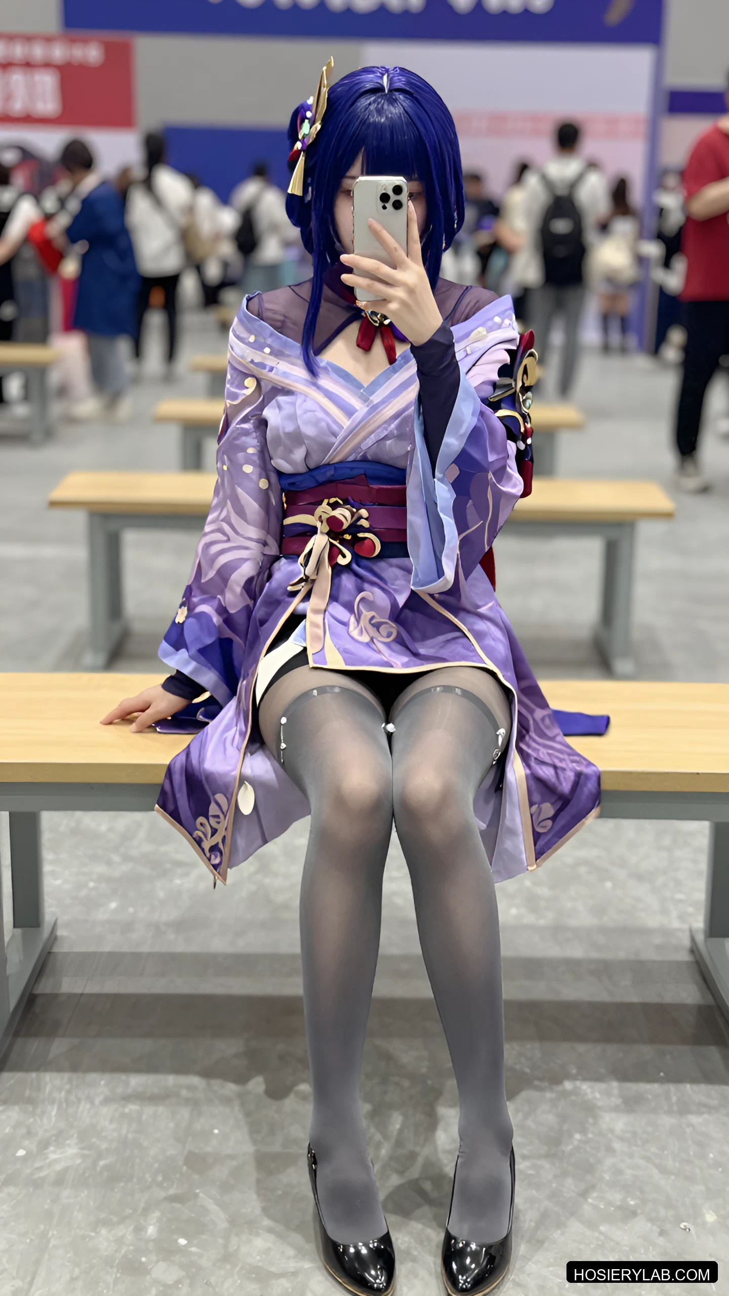 后缝线 吊带 薄透 8D 炭灰 吊带袜 visual reference