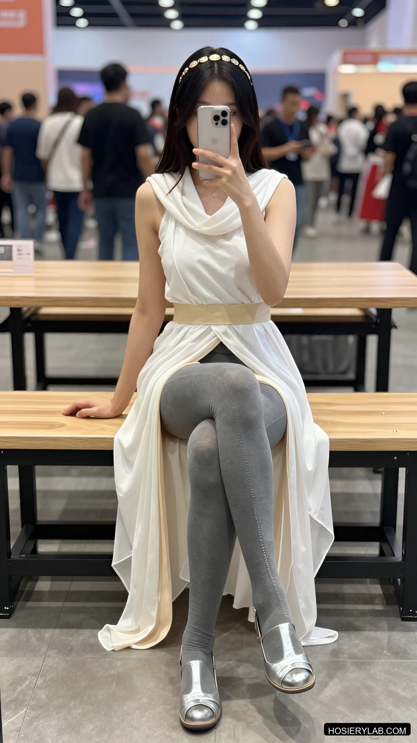后缝线 20D 炭灰 大腿袜 visual reference