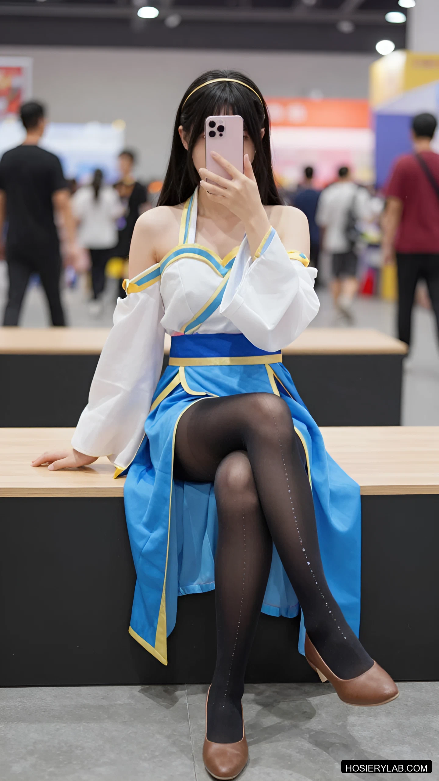 后缝线 薄透 5D 纯黑 大腿袜 visual reference
