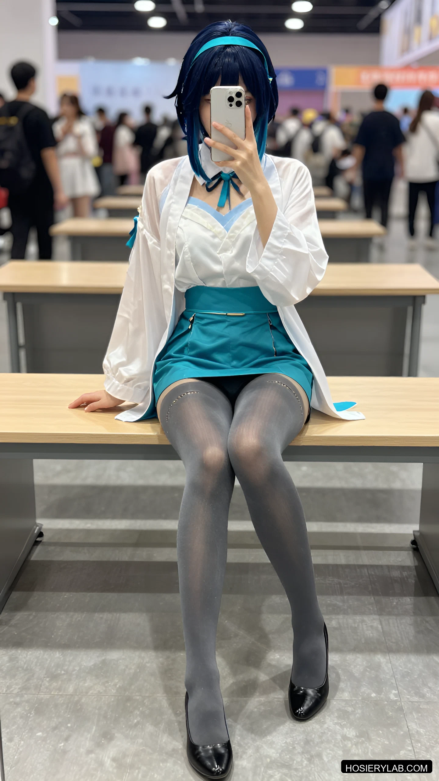后缝线 15D 自然肤色 大腿袜 visual reference