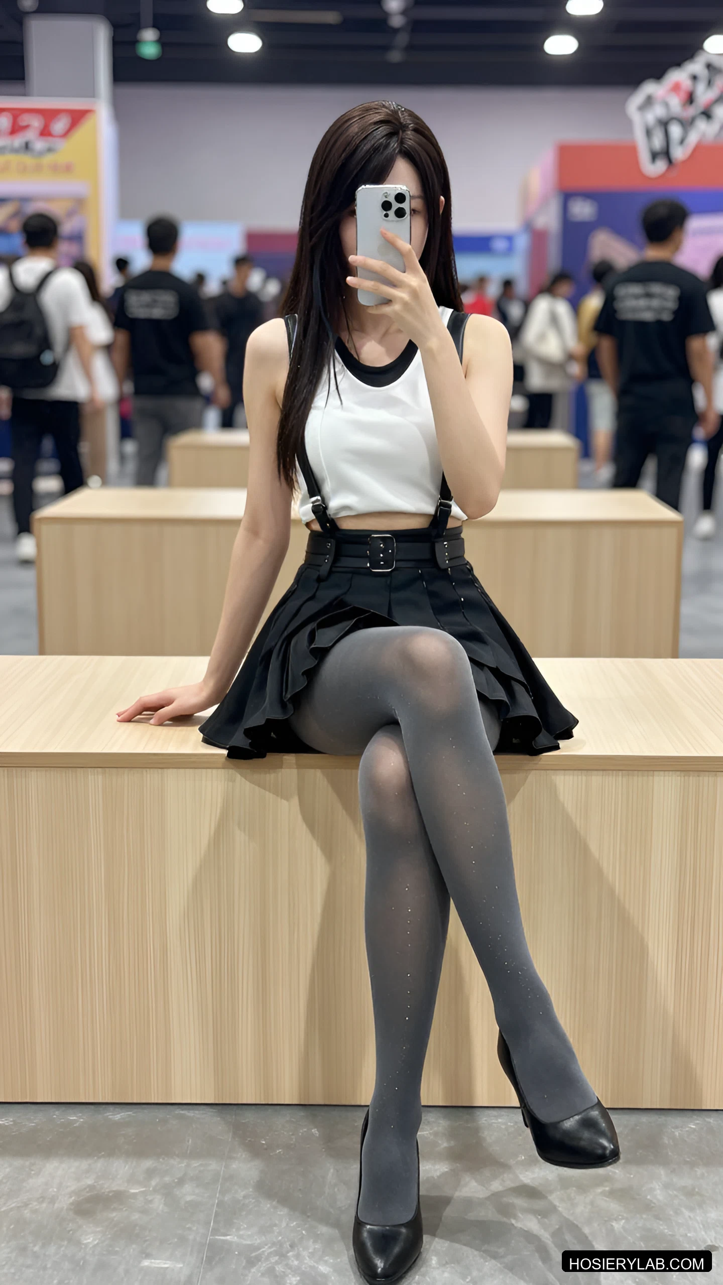 后缝线 5D 炭灰 连裤袜 visual reference