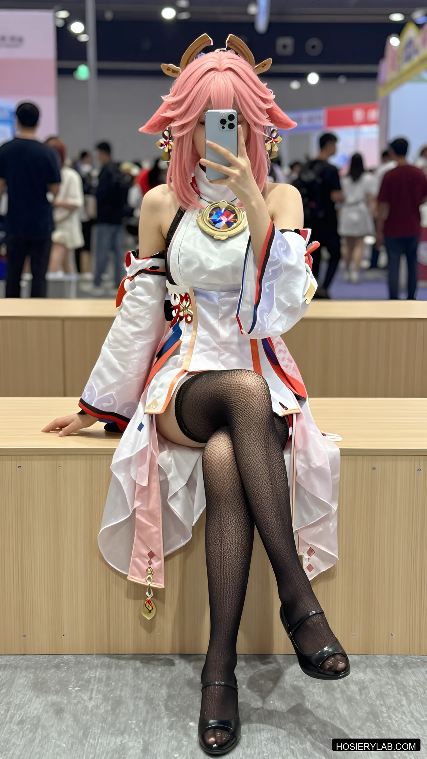 罗纹 网眼 8D 酒红 网袜 visual reference
