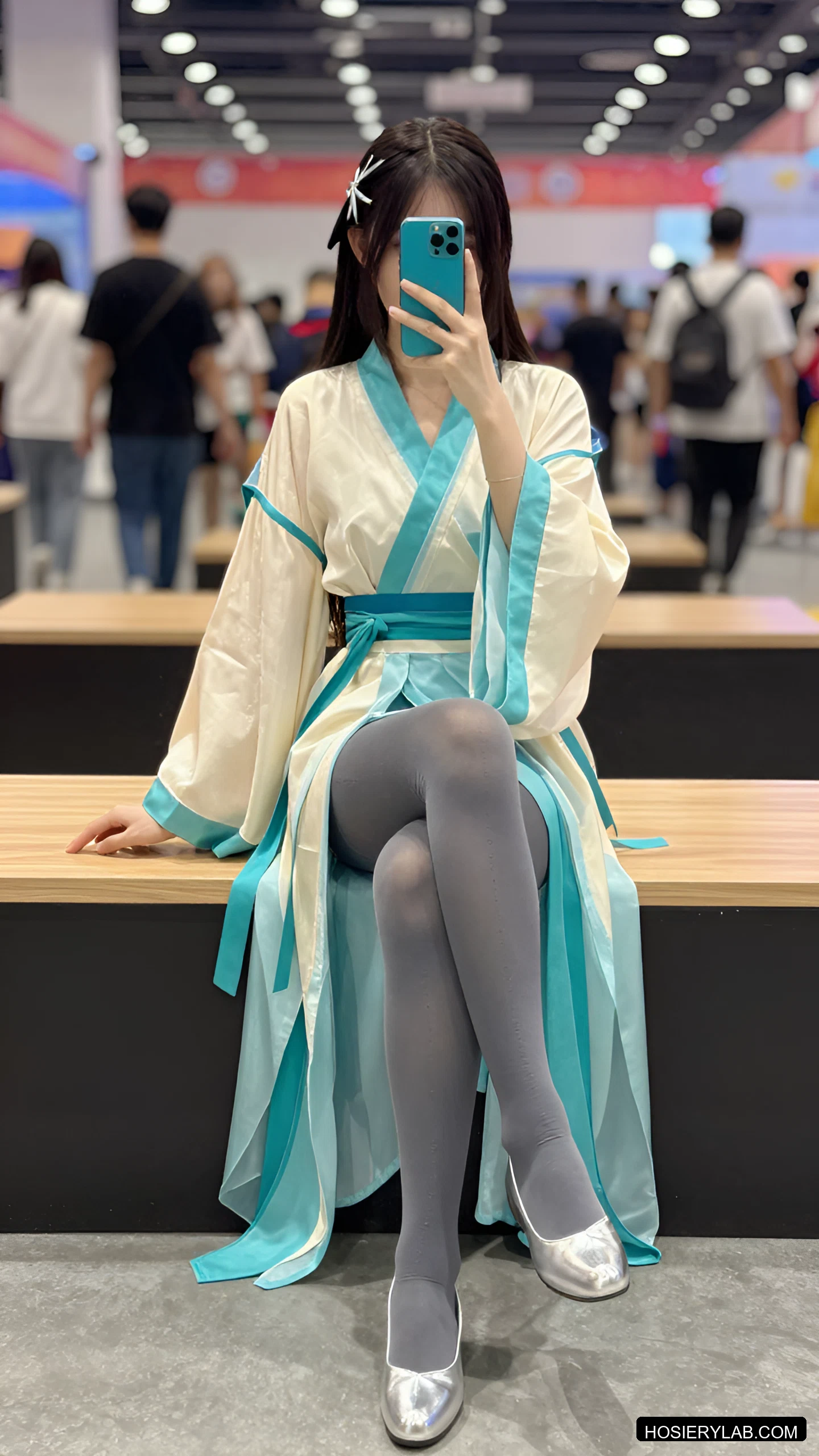 后缝线 12D 炭灰 大腿袜 visual reference