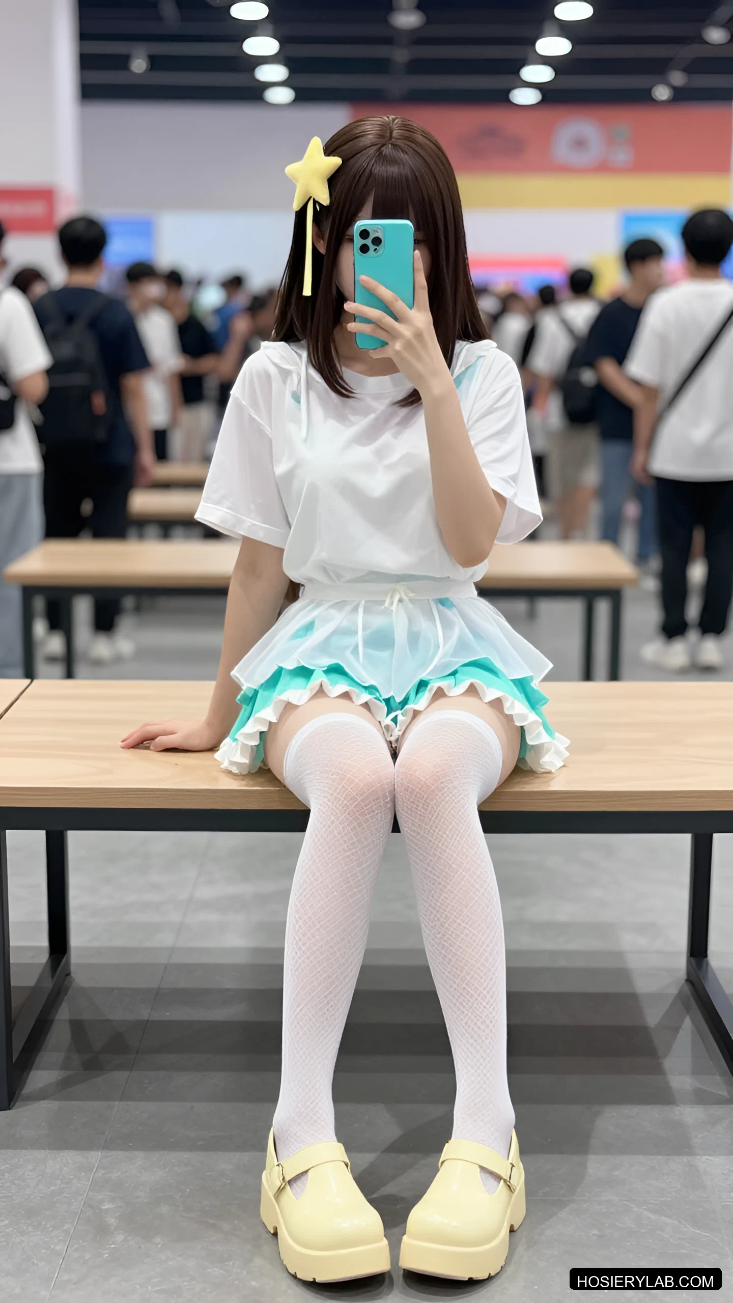 网眼 薄透 25D 纯白 网袜 visual reference
