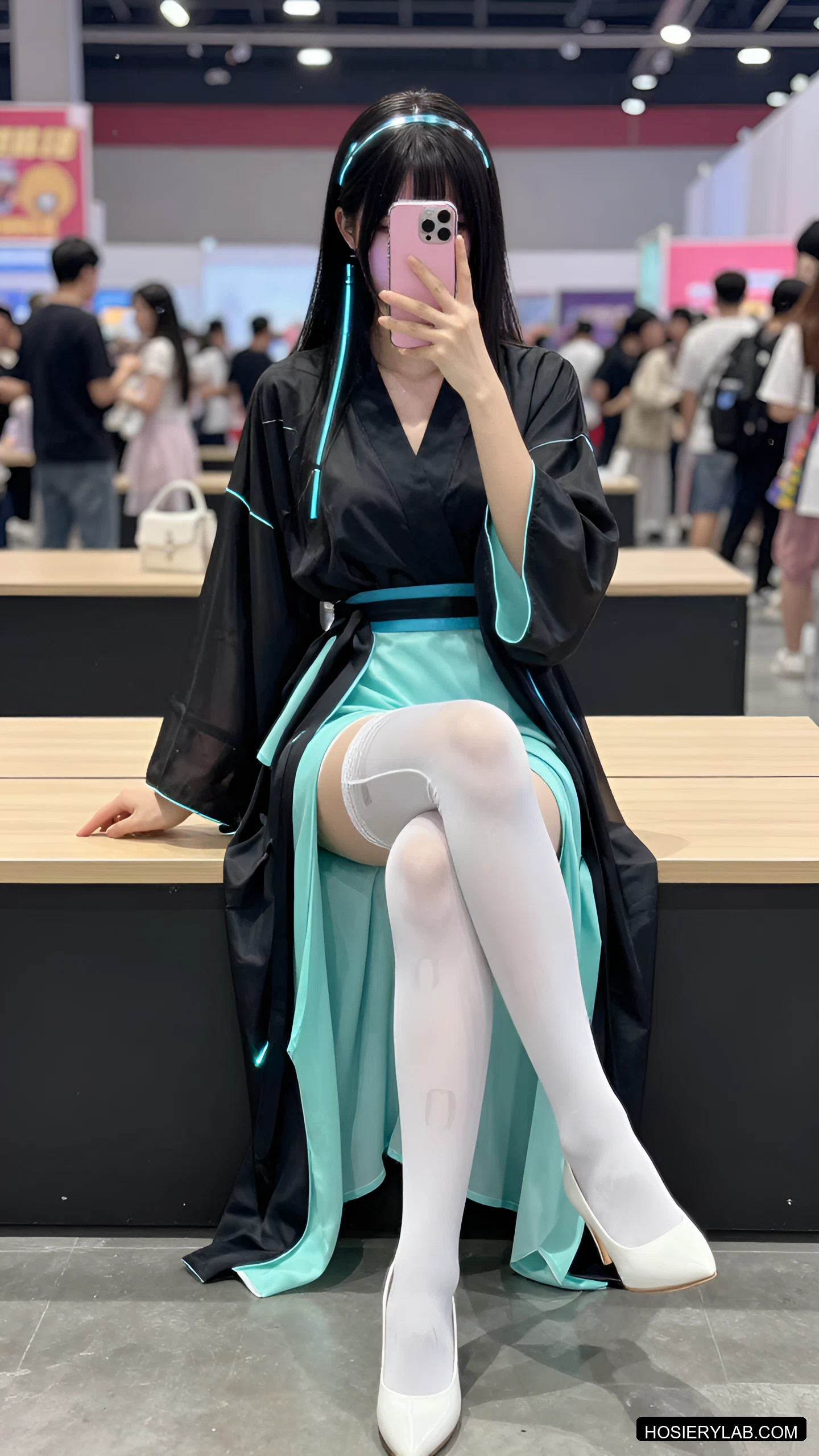 蕾丝 30D 海军蓝 连裤袜 visual reference