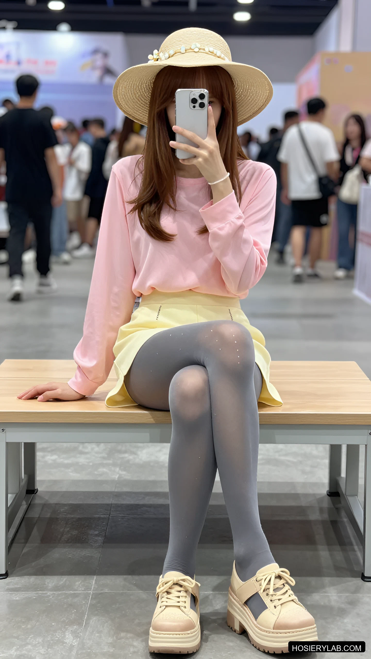 后缝线 缎光 30D 自然肤色 大腿袜 visual reference