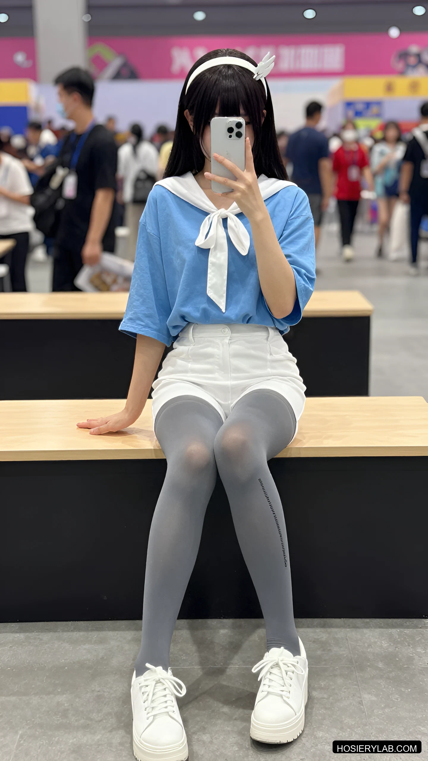 后缝线 15D 自然肤色 大腿袜 visual reference