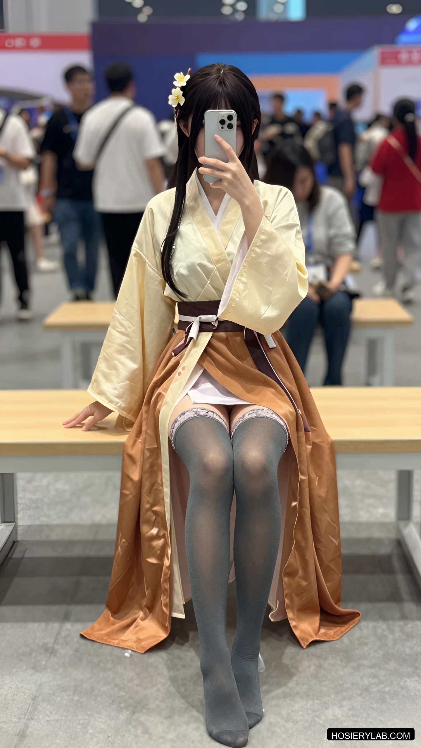 蕾丝 25D 炭灰 大腿袜 visual reference