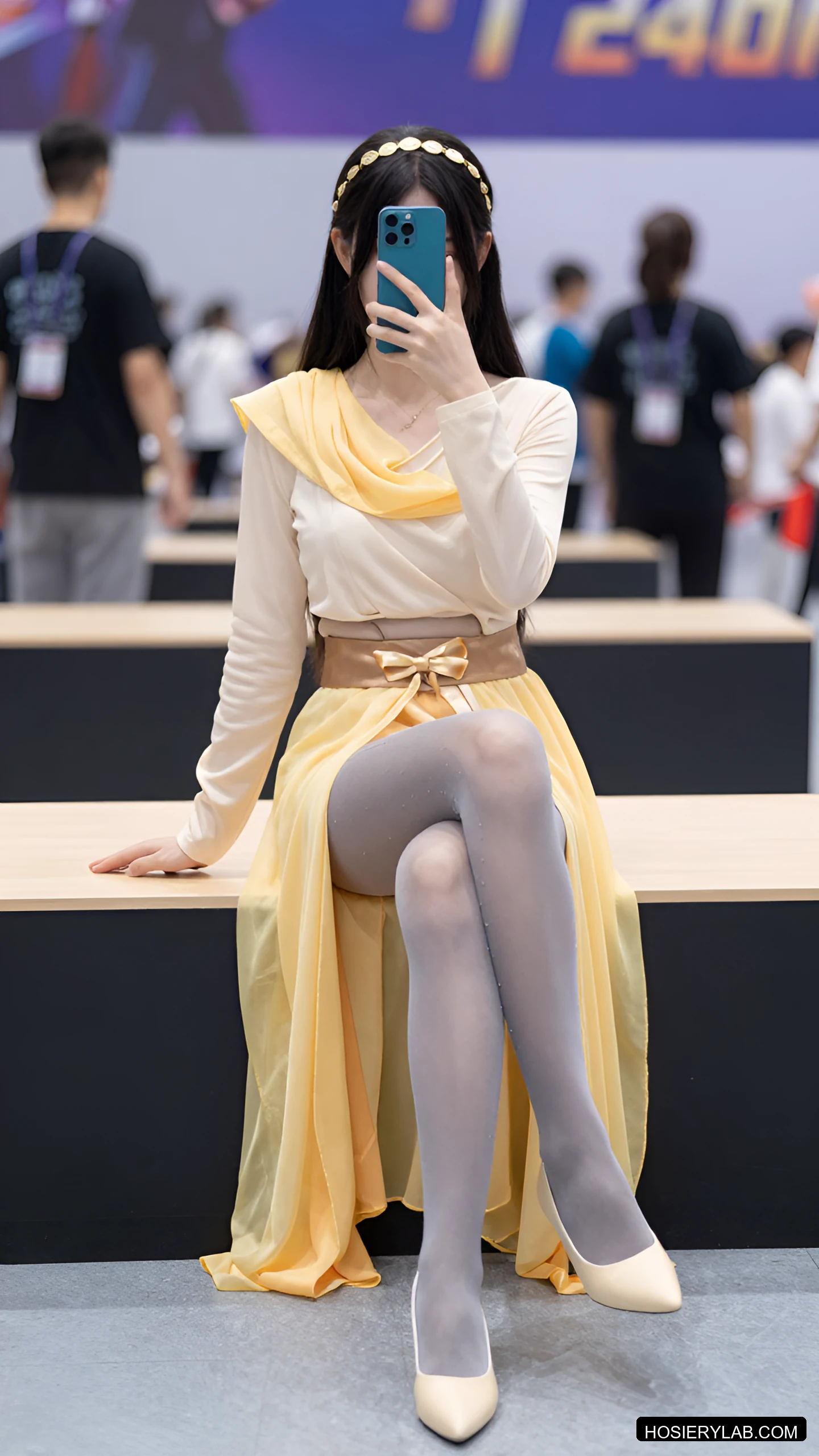 后缝线 缎光 薄透 8D 自然肤色 大腿袜 visual reference