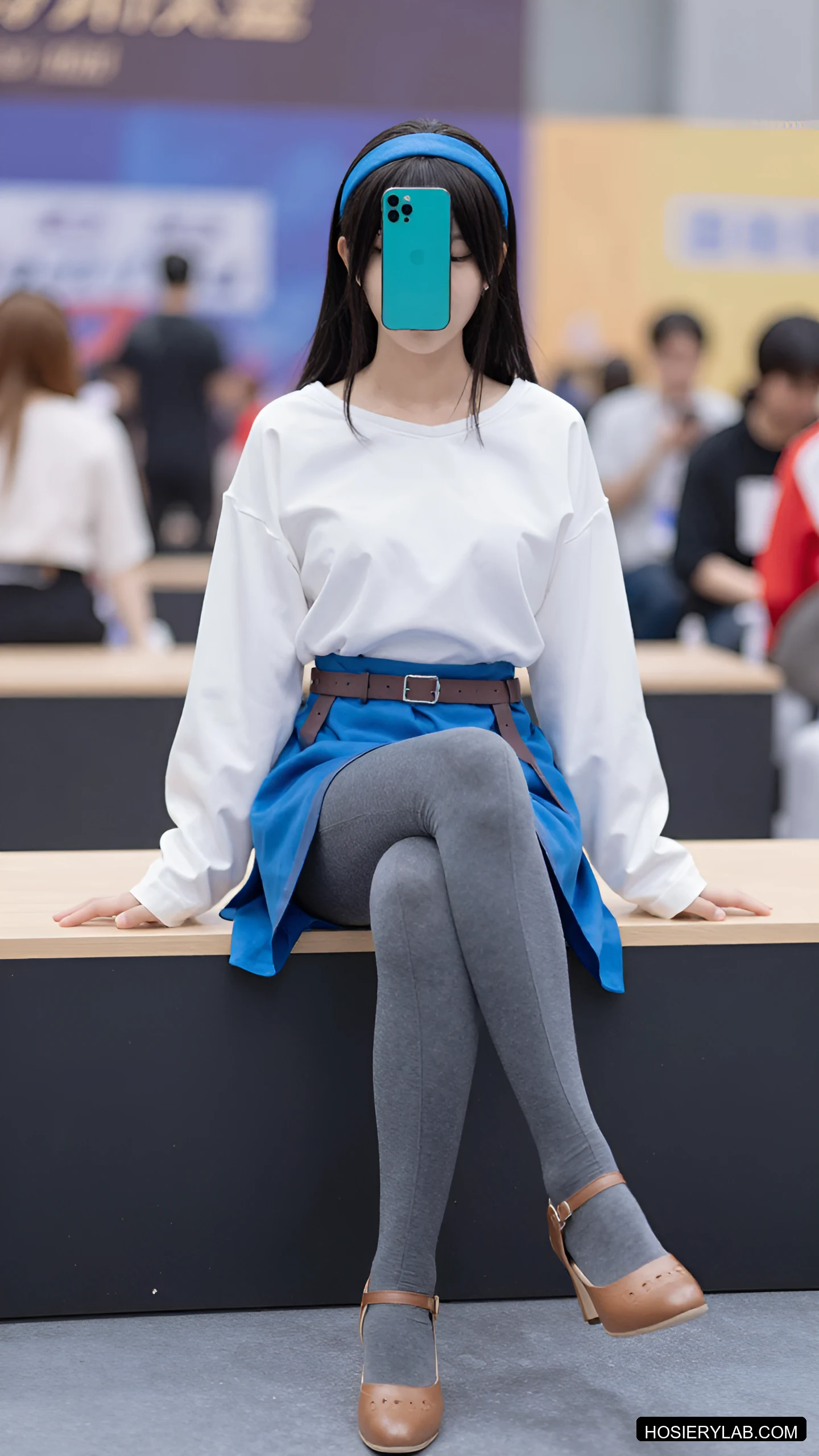 后缝线 薄透 12D 炭灰 大腿袜 visual reference