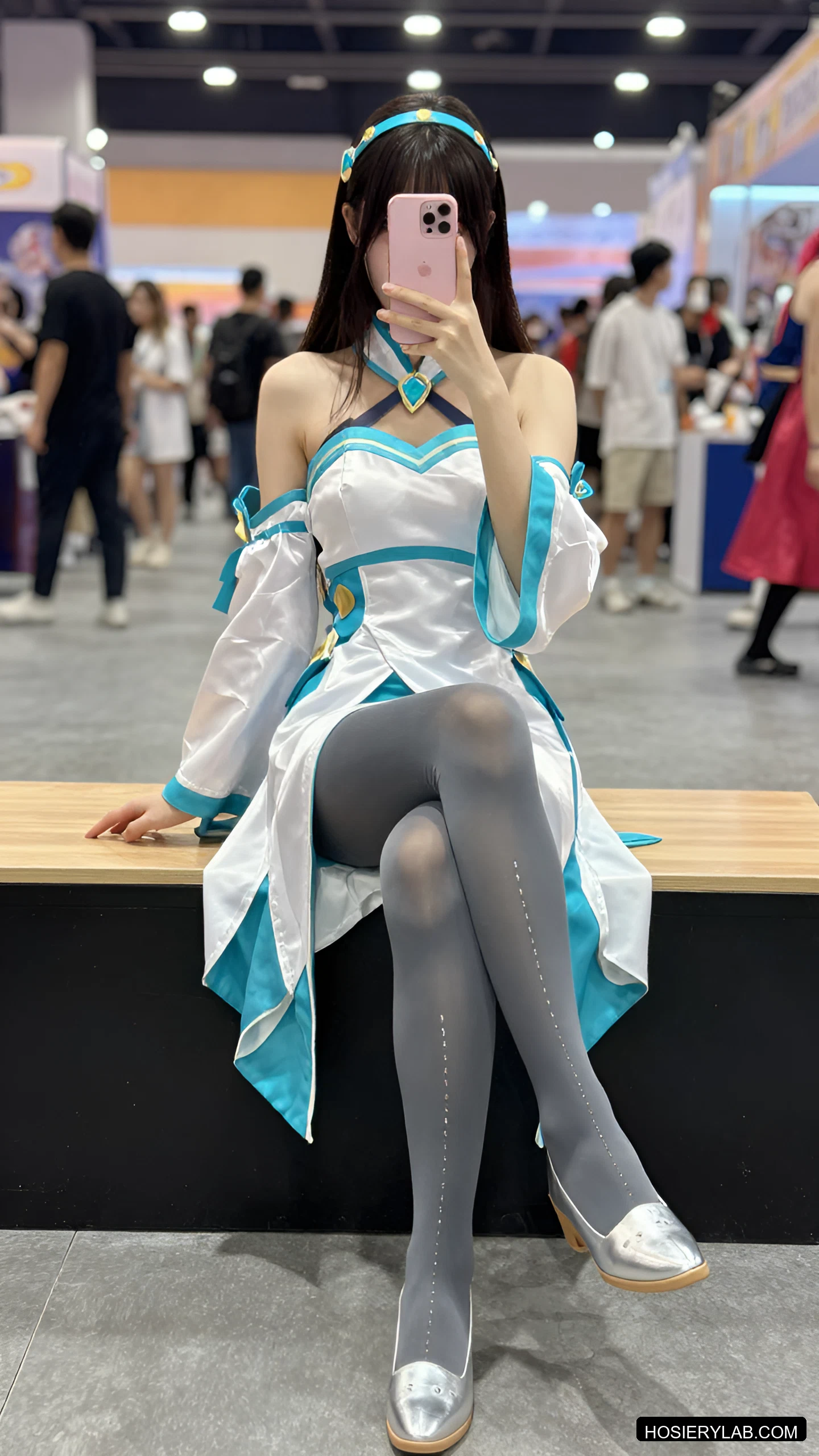 后缝线 5D 炭灰 连裤袜 visual reference