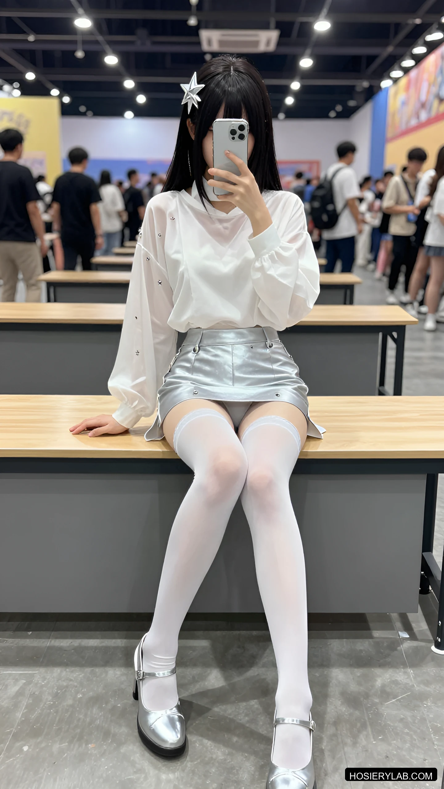 蕾丝 12D 纯白 连裤袜 visual reference
