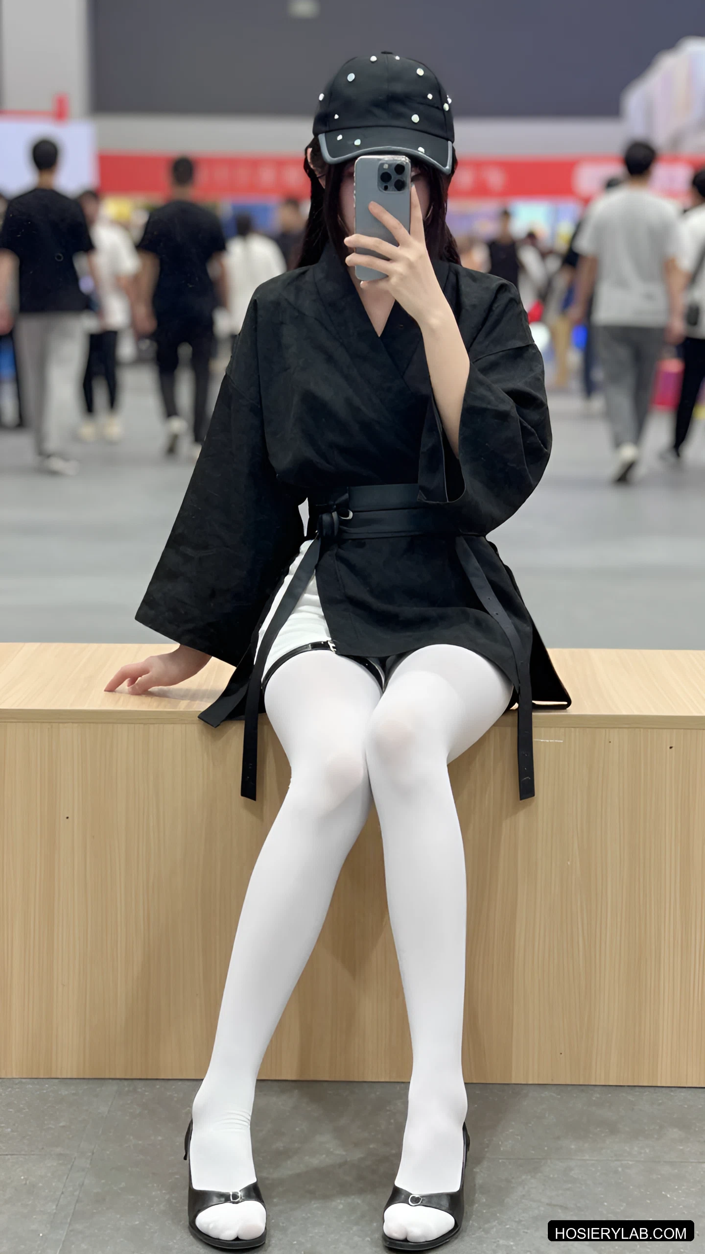 后缝线 5D 炭灰 大腿袜 visual reference