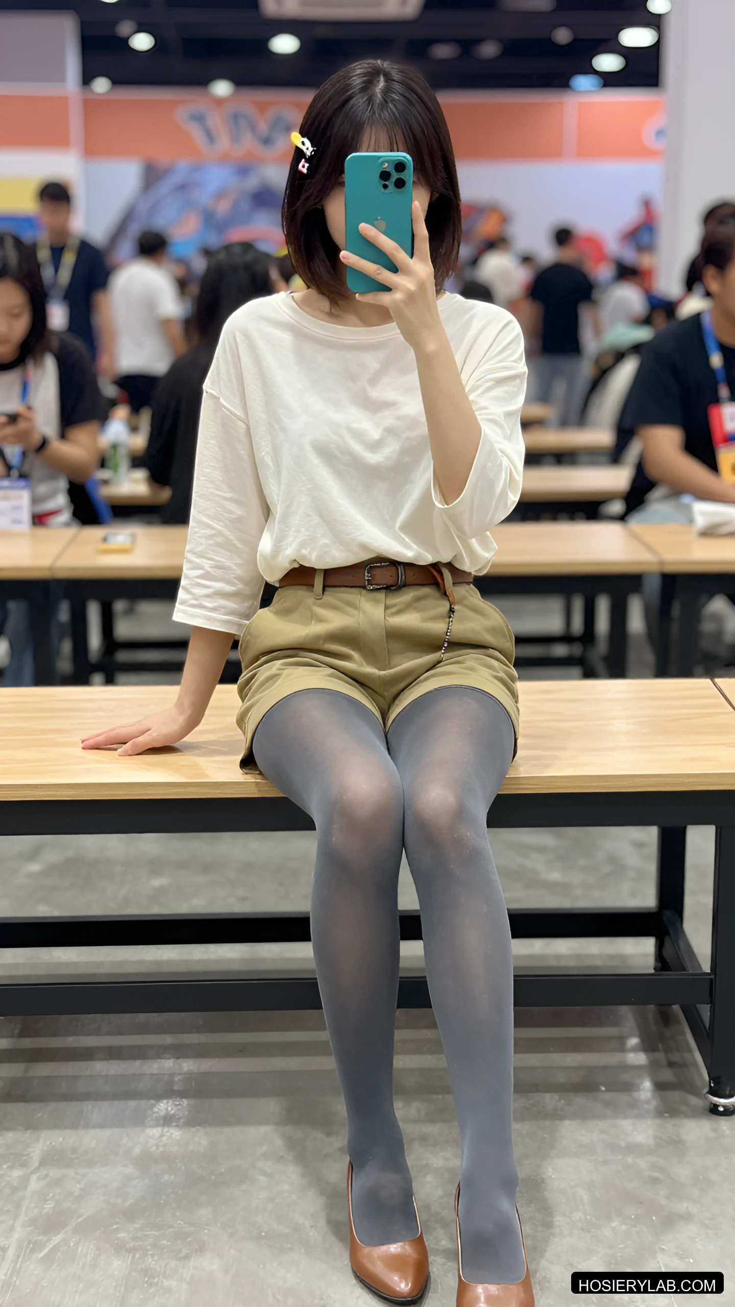 缎光 吊带 薄透 20D 炭灰 吊带袜 visual reference