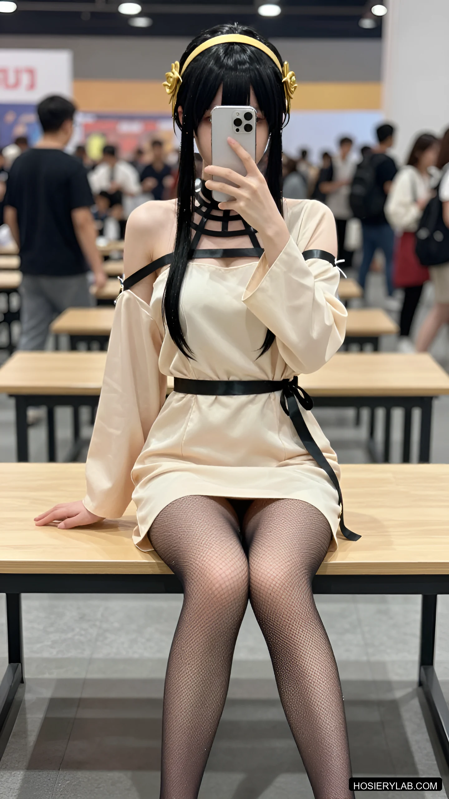 后缝线 网眼 薄透 10D 炭灰 网袜 visual reference