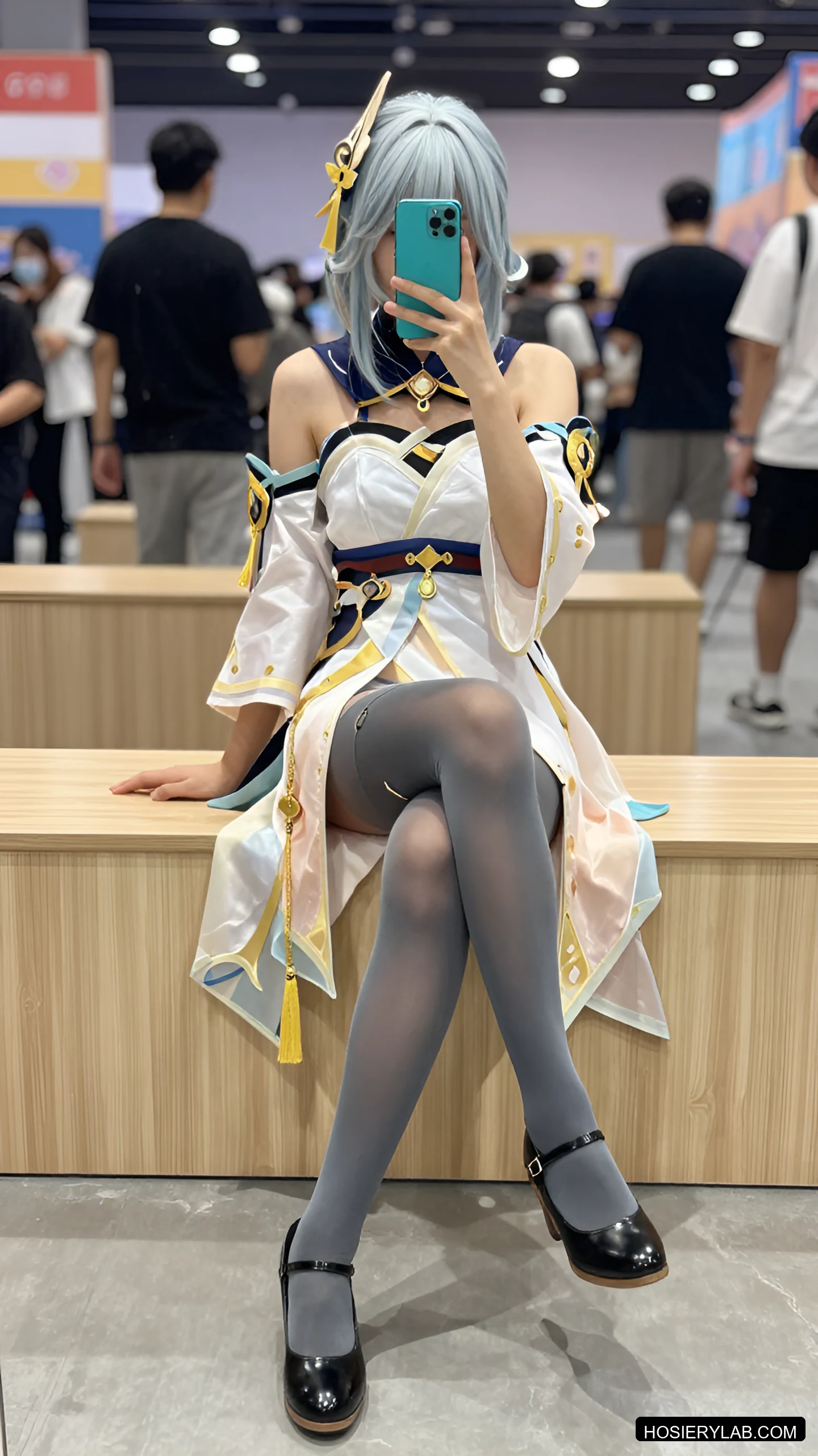 薄透 20D 炭灰 大腿袜 visual reference