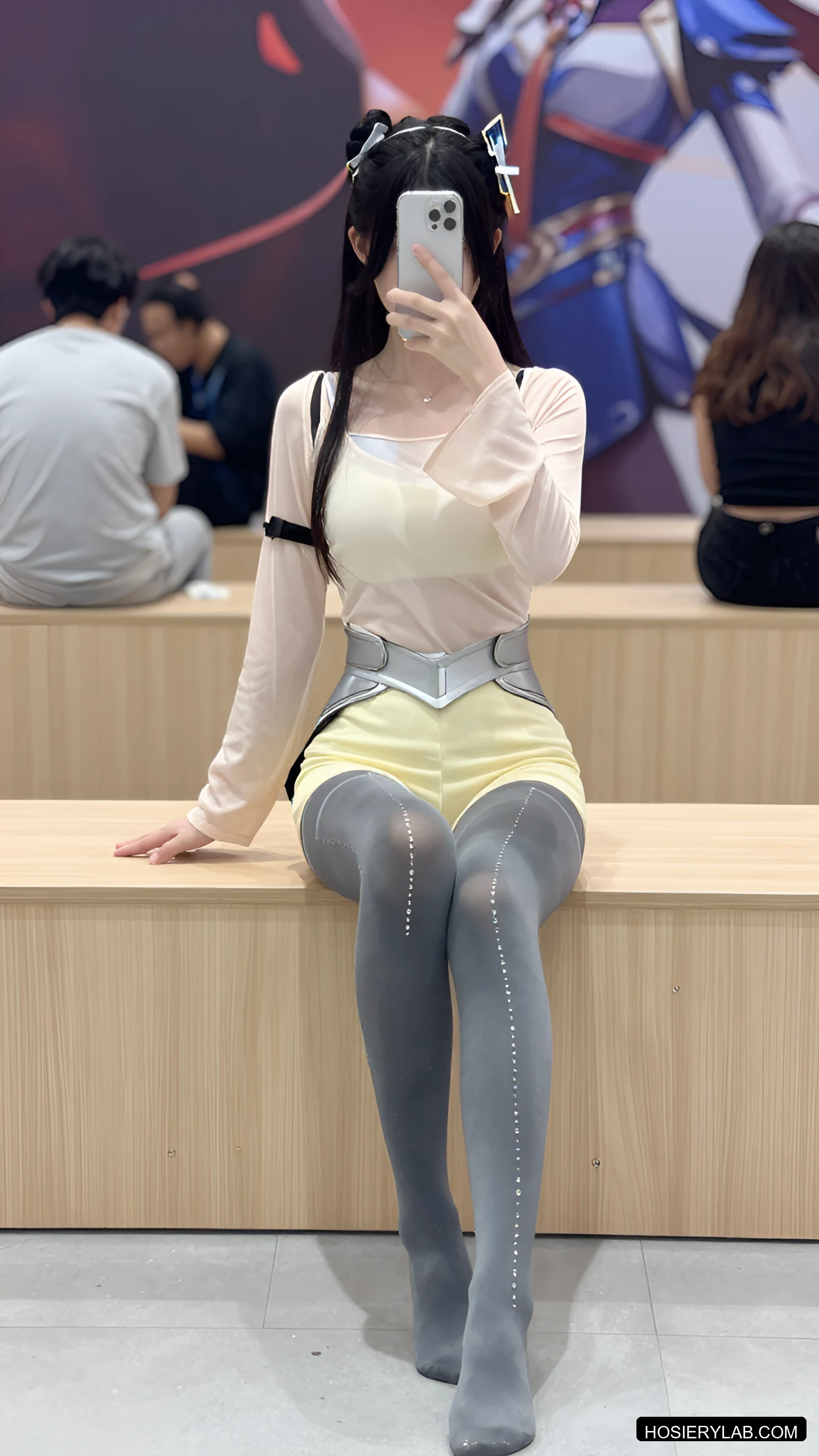 后缝线 12D 炭灰 连裤袜 visual reference