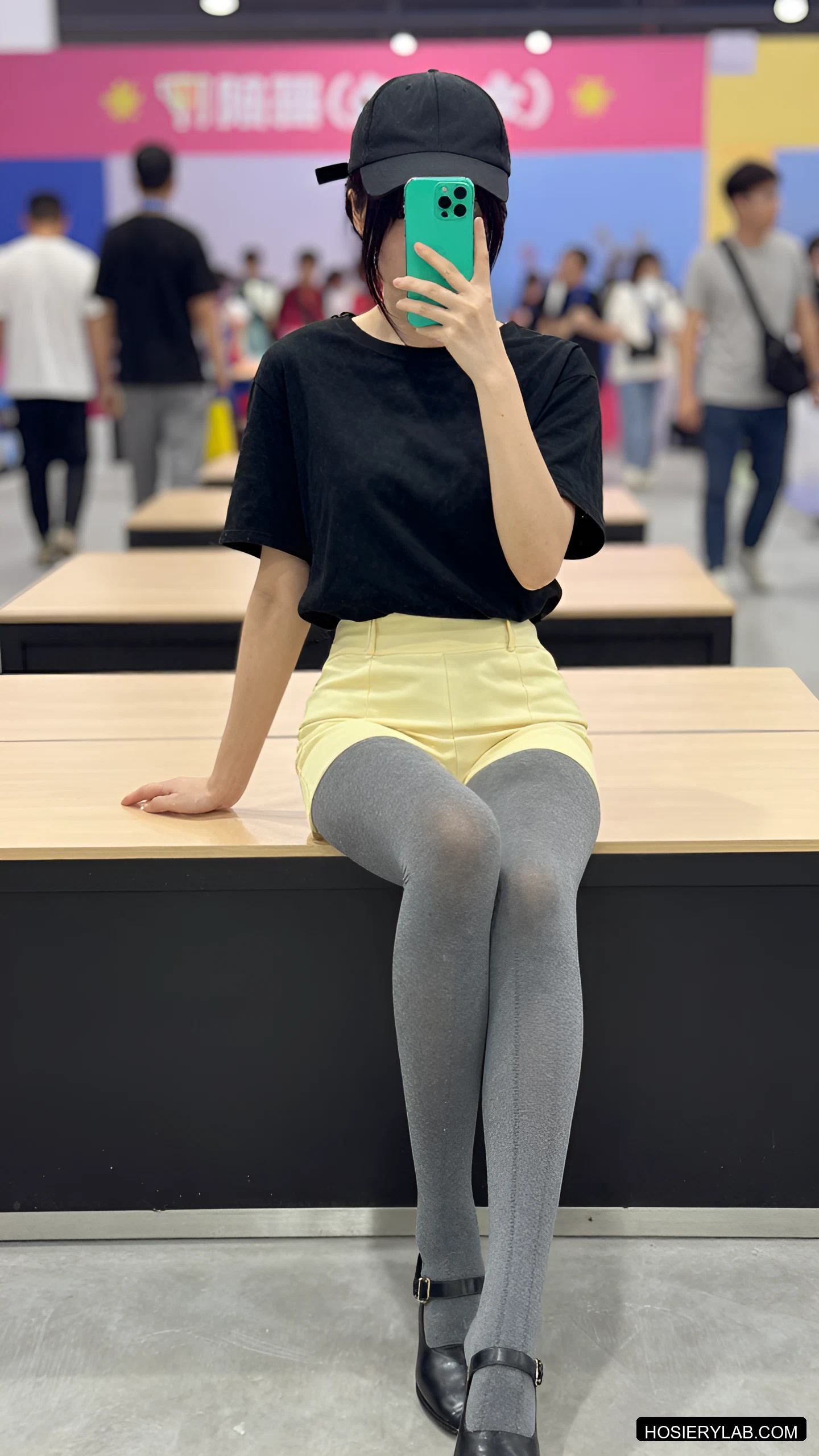 后缝线 8D 炭灰 大腿袜 visual reference